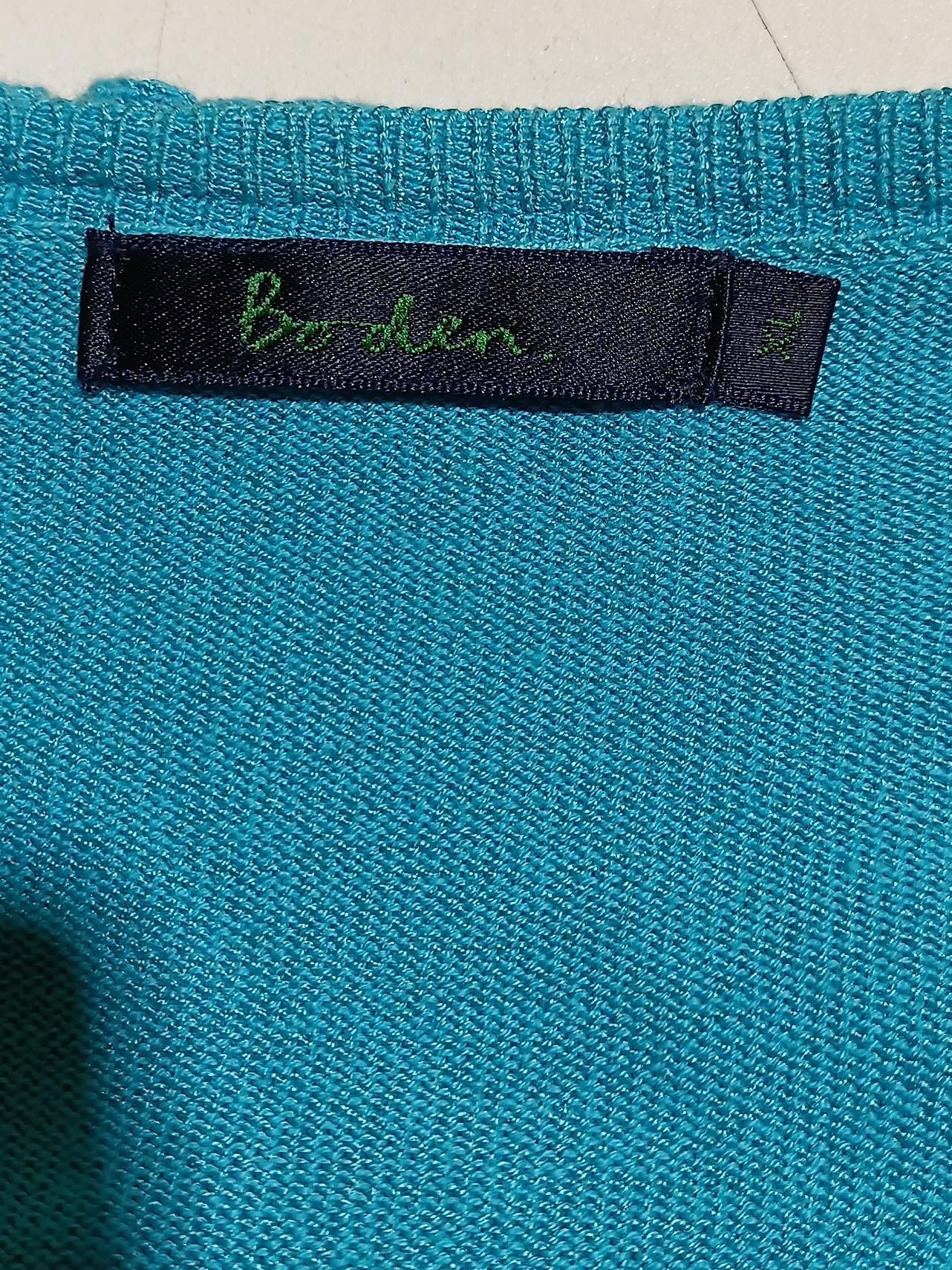 Boden Women's Cardigan M Blue Silk with Cotton Round Neck Cardigan - Image 5