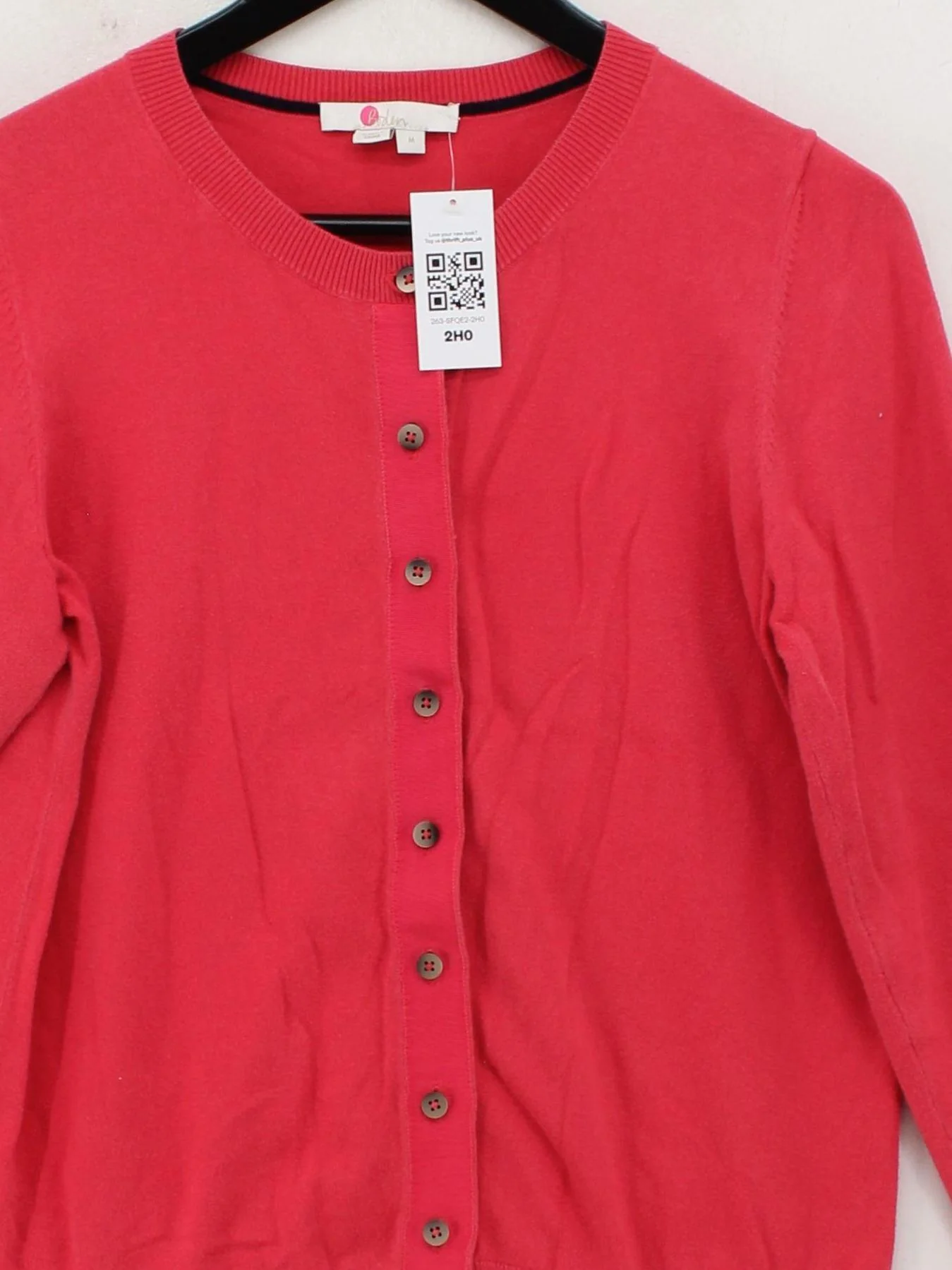 Boden Women's Cardigan M Red Cotton with Polyamide, Elastane Round Neck Cardigan - Image 3