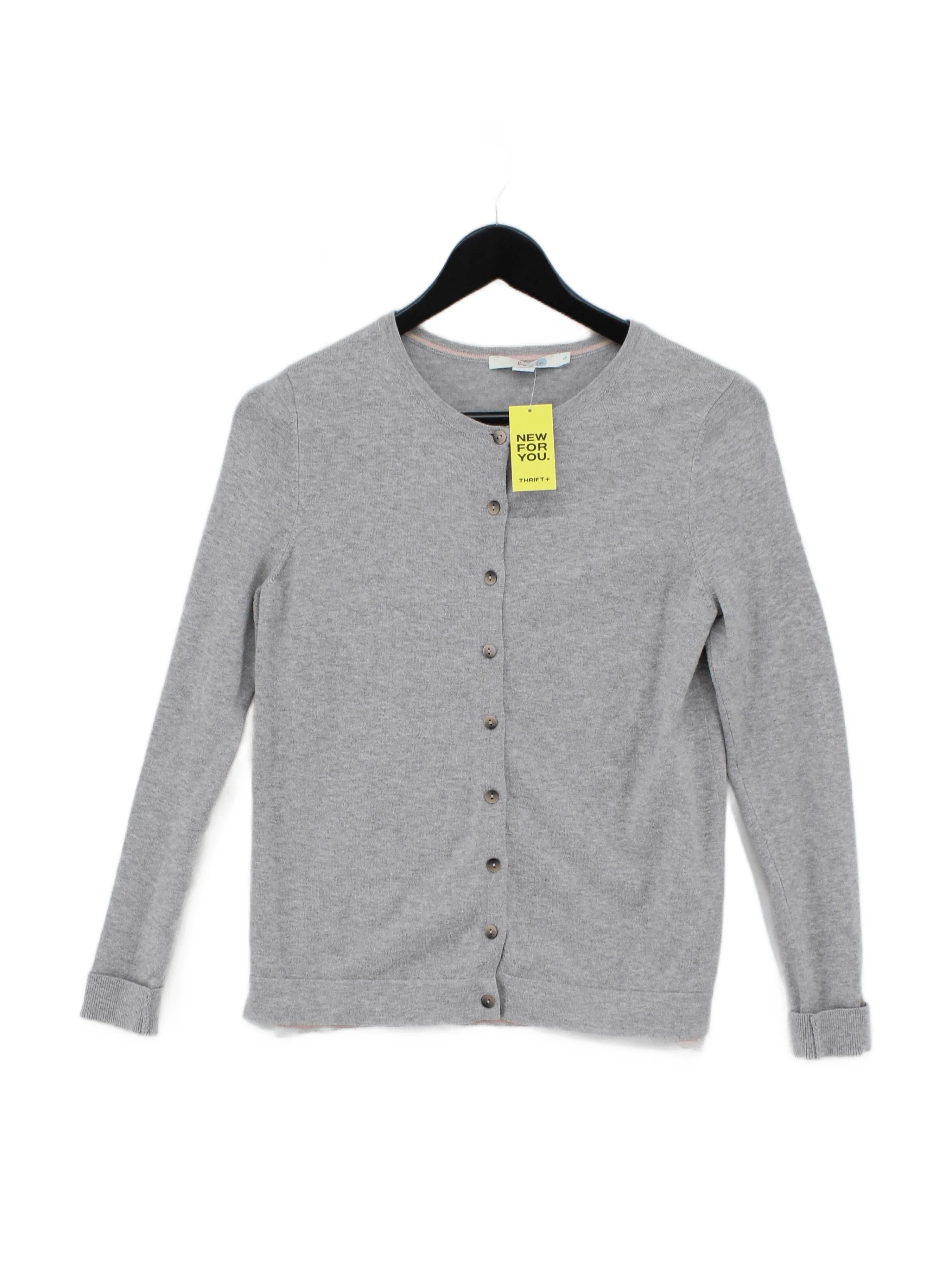 Boden Women's Cardigan S Grey Cotton with Nylon, Elastane Round Neck Cardigan