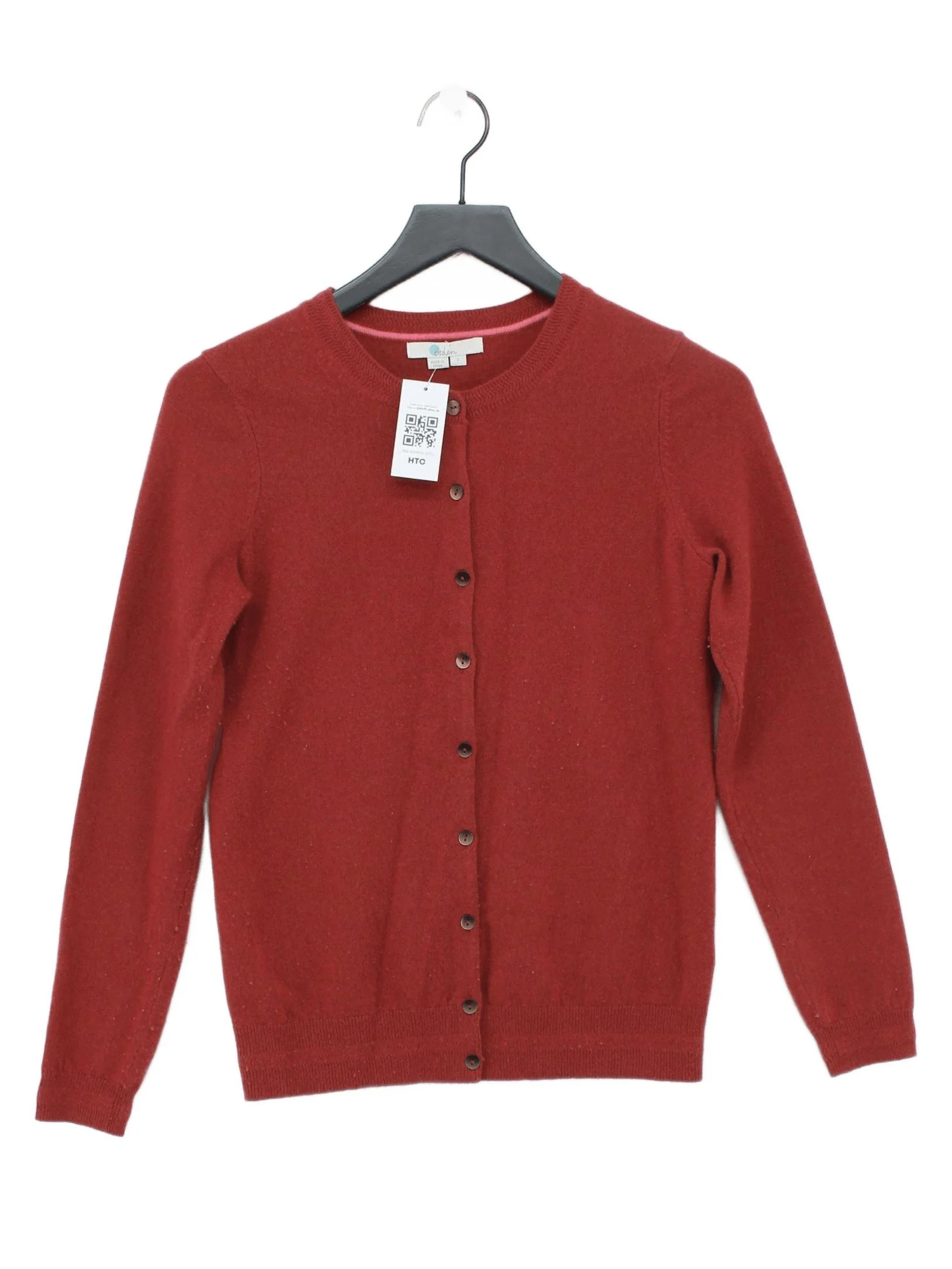 Boden Women's Cardigan S Red 100% Cashmere Round Neck Cardigan