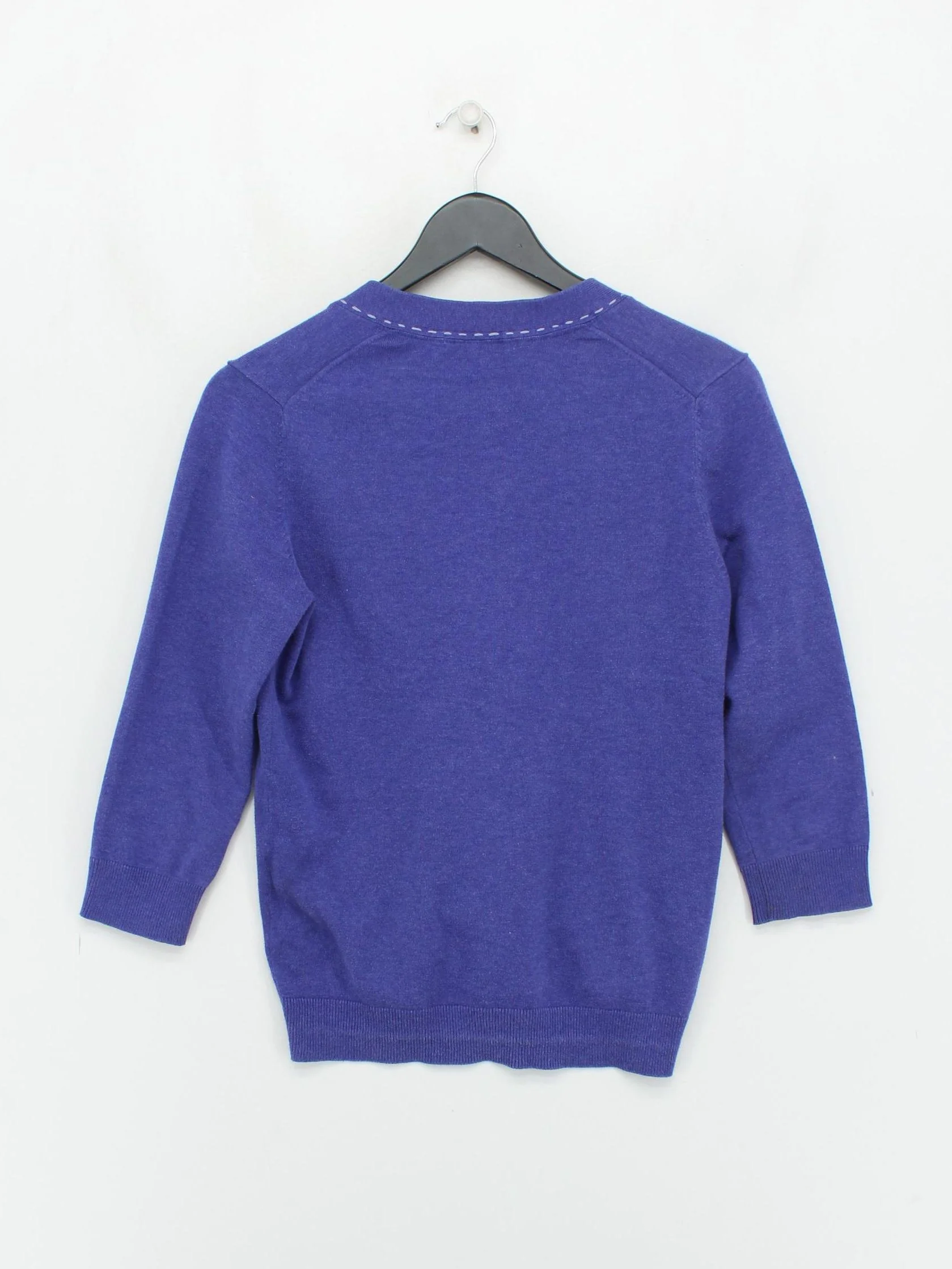 Boden Women's Cardigan UK 10 Blue Cotton with Nylon, Elastane V-Neck Cardigan - Image 2