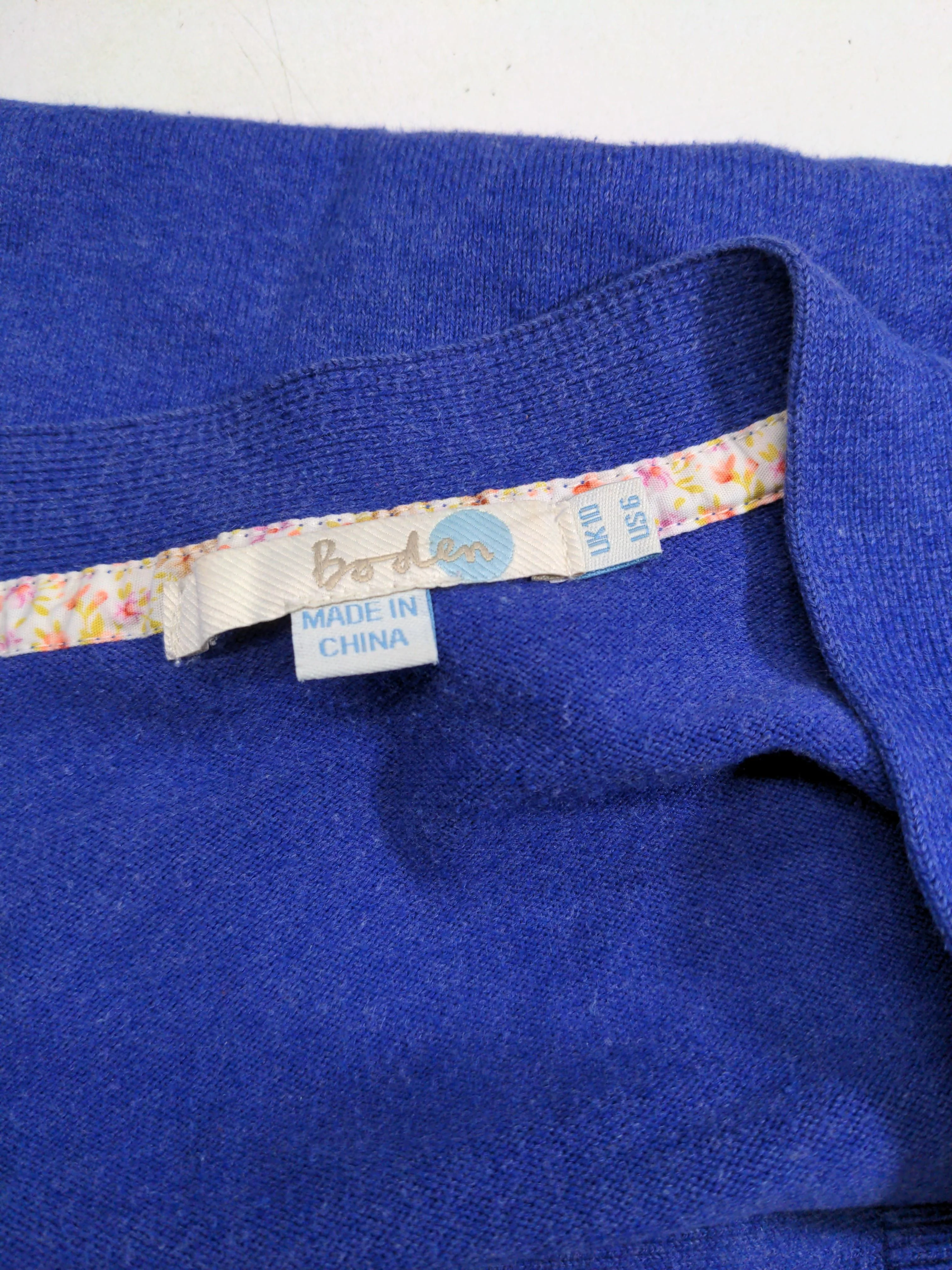 Boden Women's Cardigan UK 10 Blue Cotton with Nylon, Elastane V-Neck Cardigan - Image 5