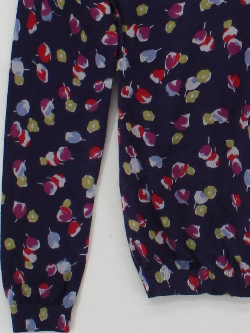Boden Women's Cardigan UK 12 Blue Floral 100% Wool V-Neck Cardigan - Image 4