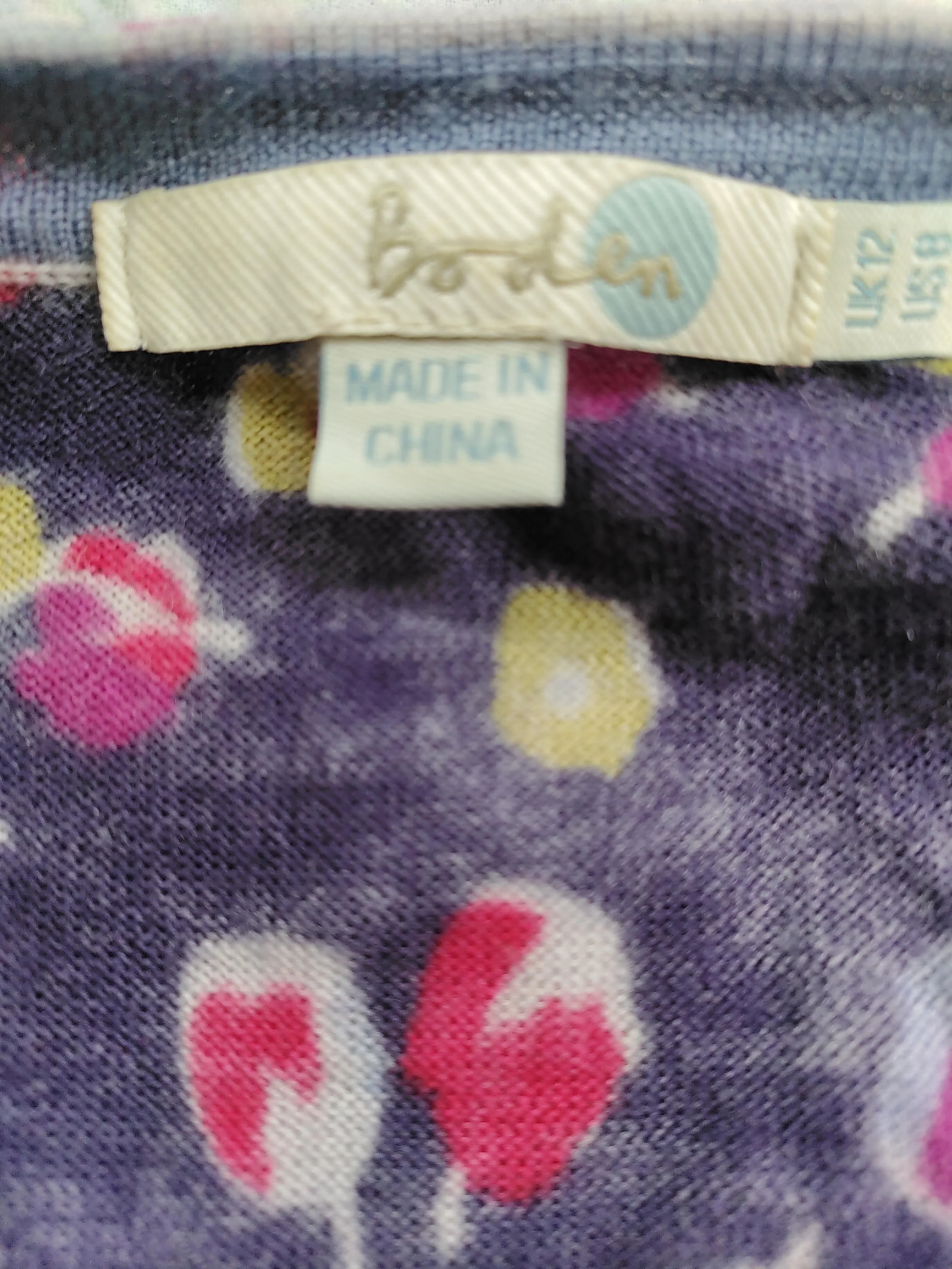 Boden Women's Cardigan UK 12 Blue Floral 100% Wool V-Neck Cardigan - Image 5