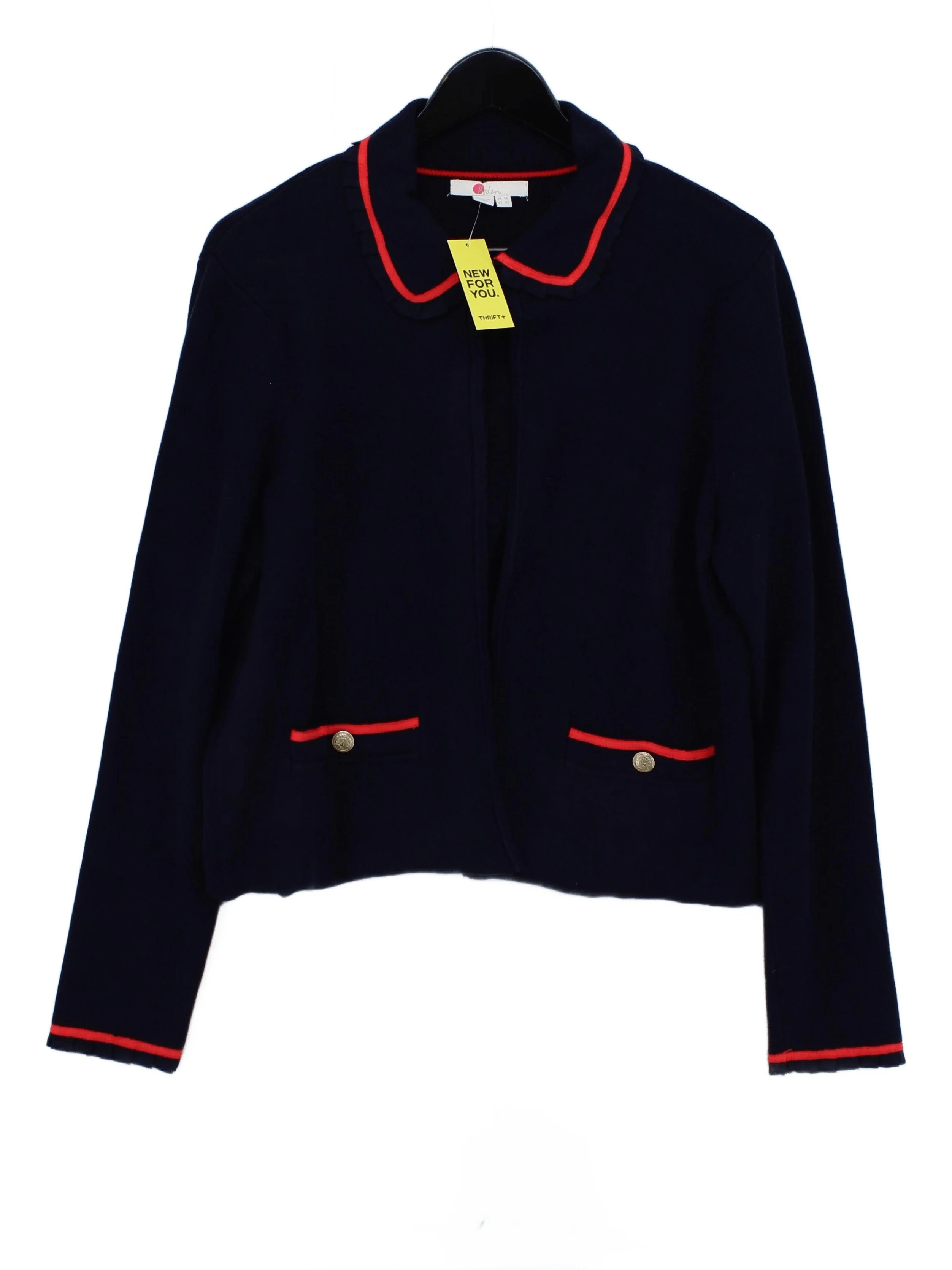 Boden Women's Cardigan UK 14 Blue 100% Cotton Collared Cardigan