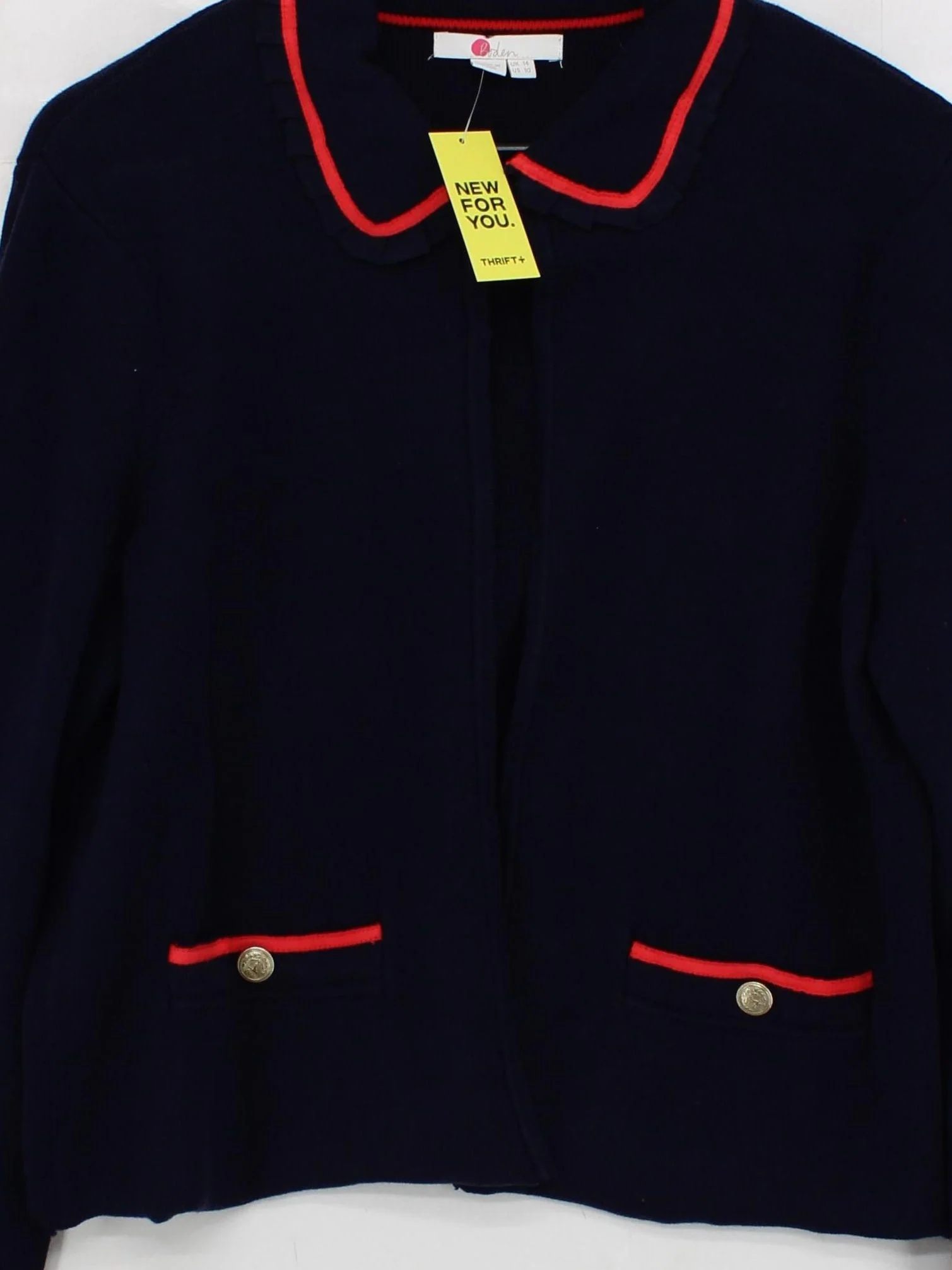 Boden Women's Cardigan UK 14 Blue 100% Cotton Collared Cardigan - Image 3