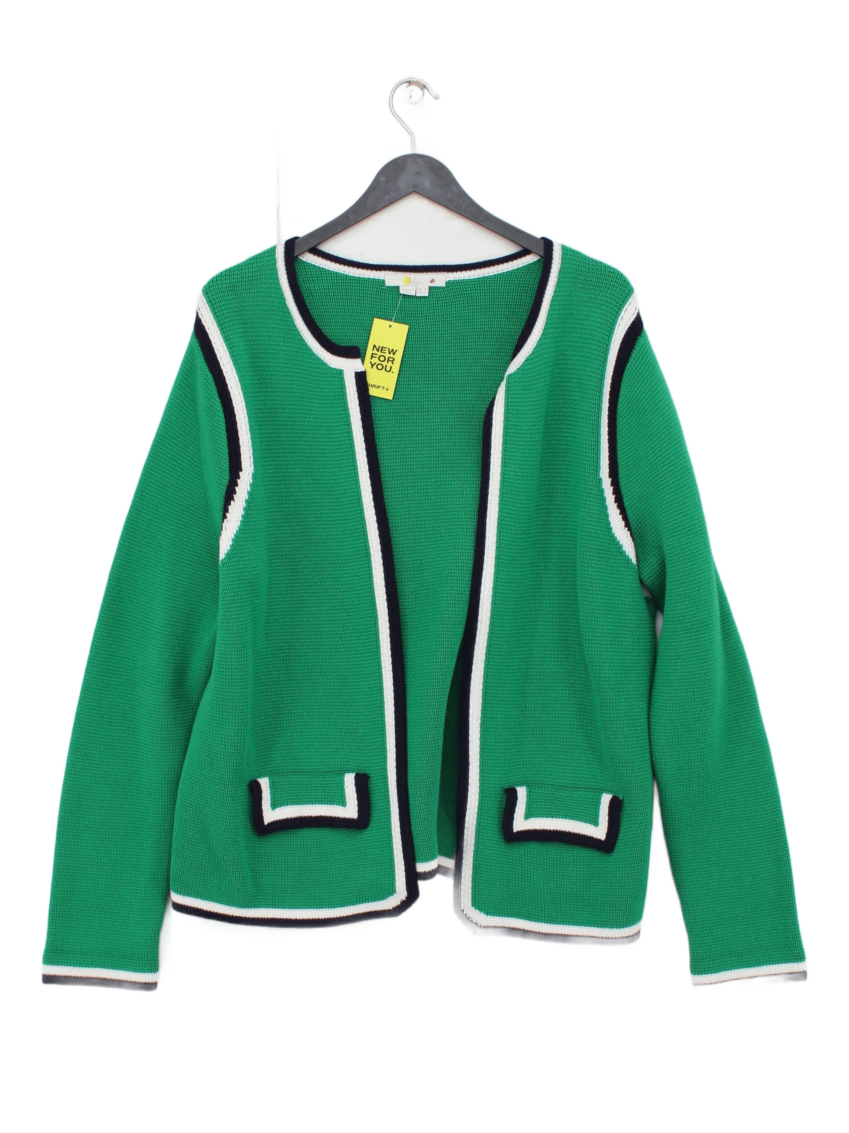 Boden Women's Cardigan UK 14 Green Cotton with Polyamide, Wool Cardigan