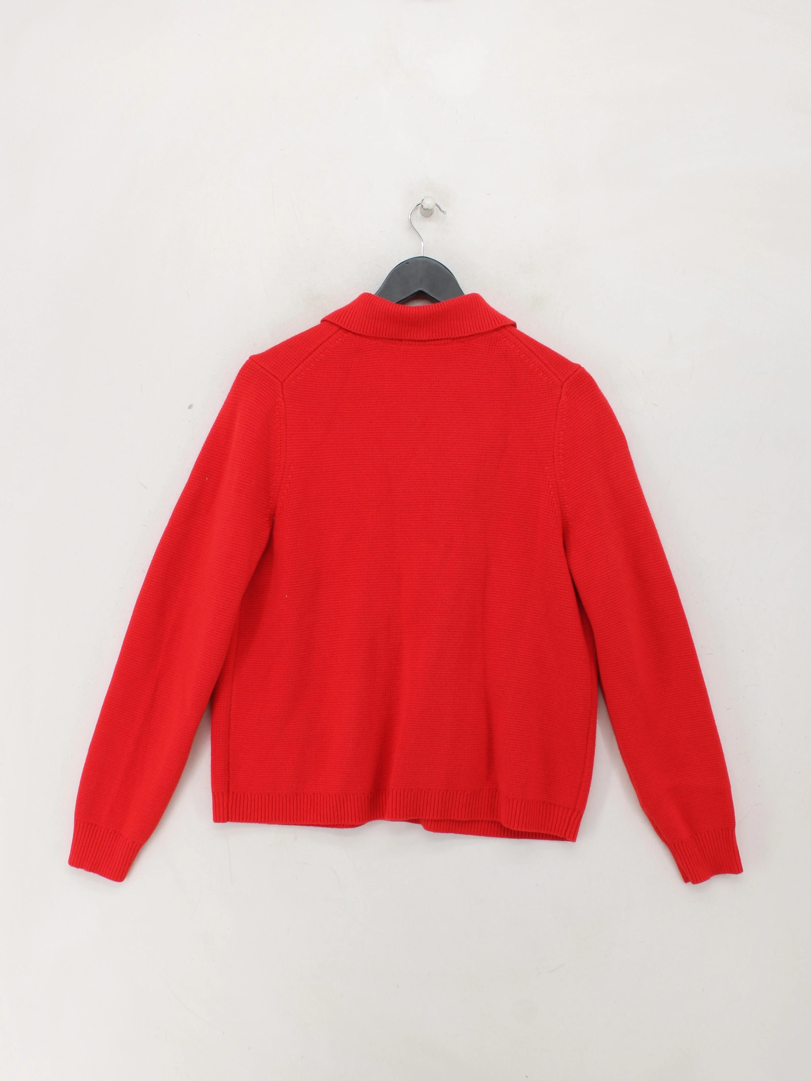Boden Women's Cardigan UK 14 Red Cotton with Polyamide, Wool Collared Cardigan - Image 2