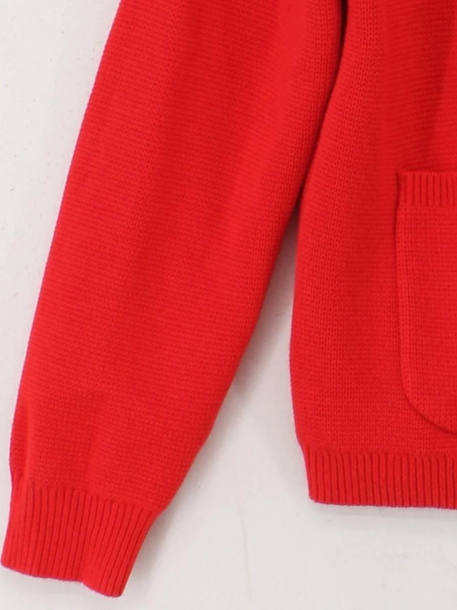 Boden Women's Cardigan UK 14 Red Cotton with Polyamide, Wool Collared Cardigan - Image 4
