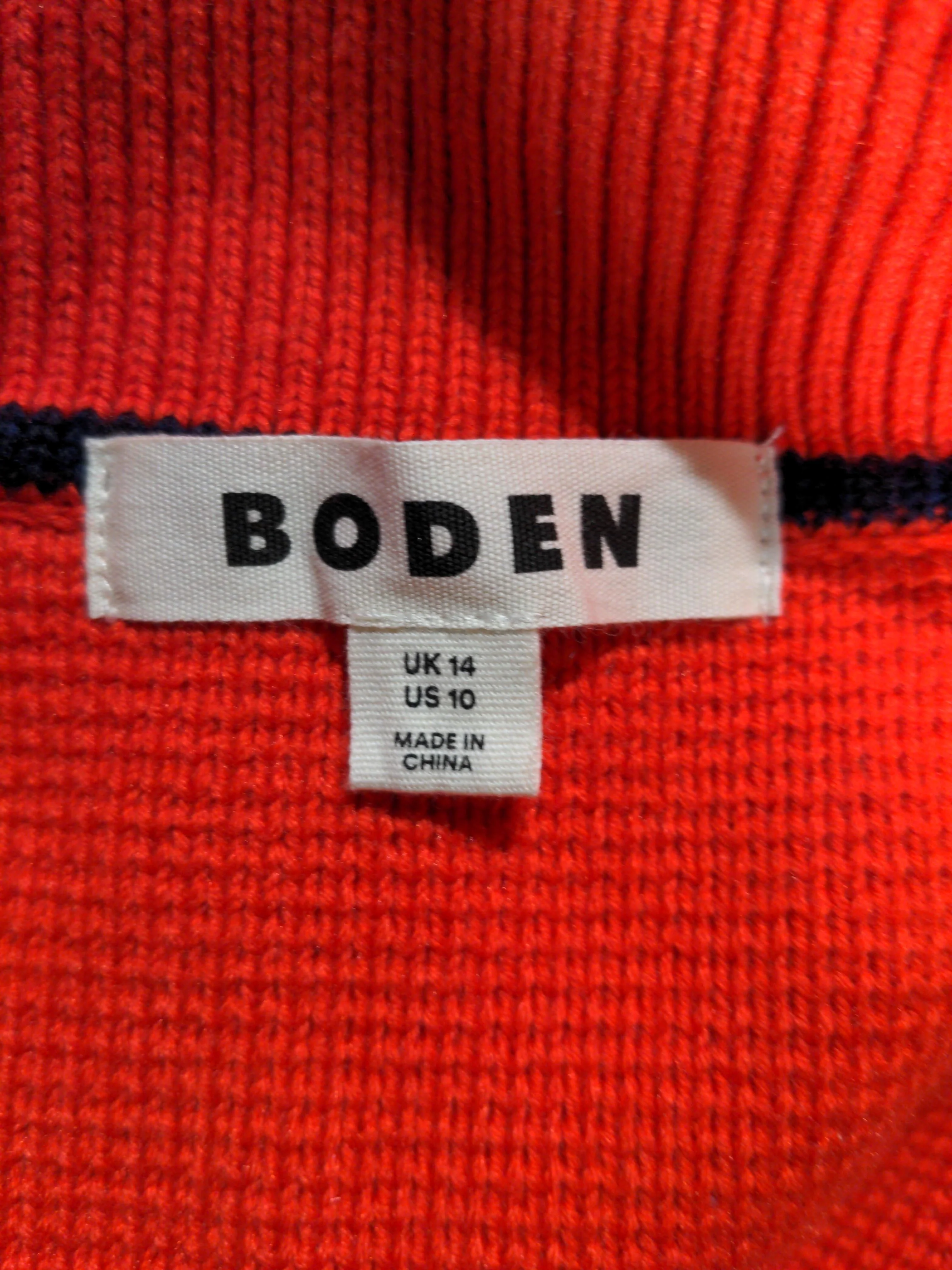 Boden Women's Cardigan UK 14 Red Cotton with Polyamide, Wool Collared Cardigan - Image 5