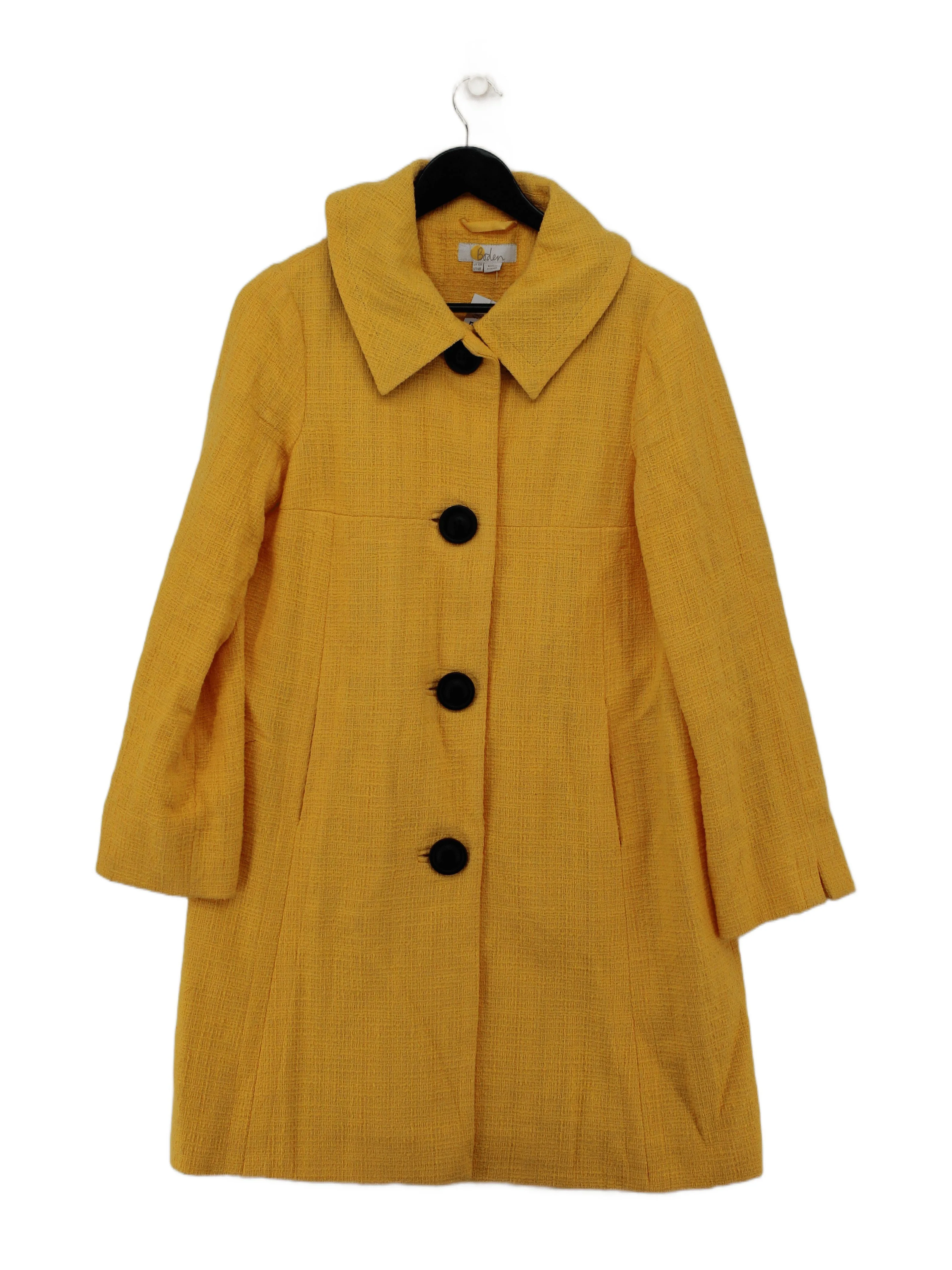 Boden Women's Coat UK 10 Yellow Cotton with Polyester Overcoat