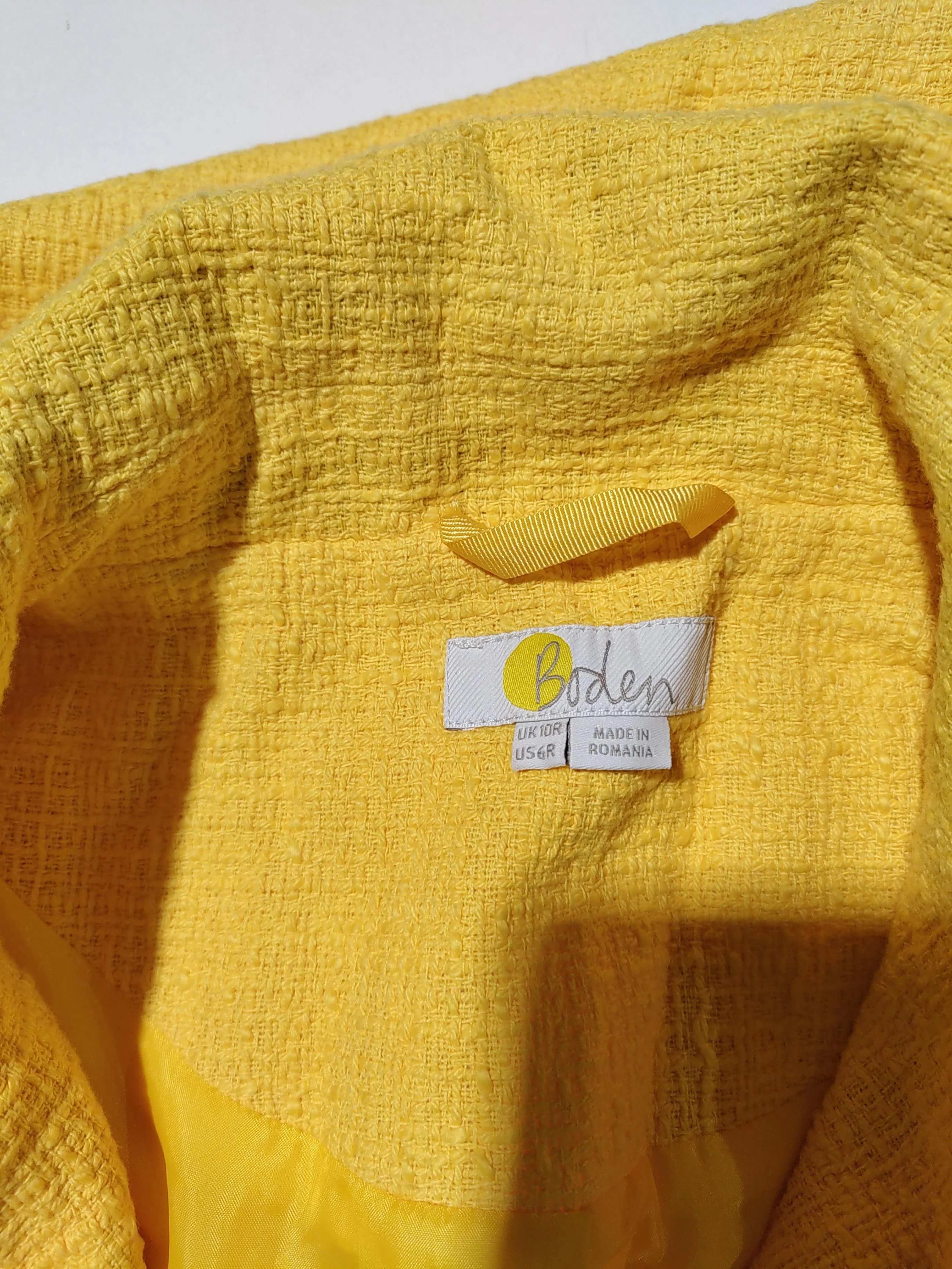 Boden Women's Coat UK 10 Yellow Cotton with Polyester Overcoat - Image 5