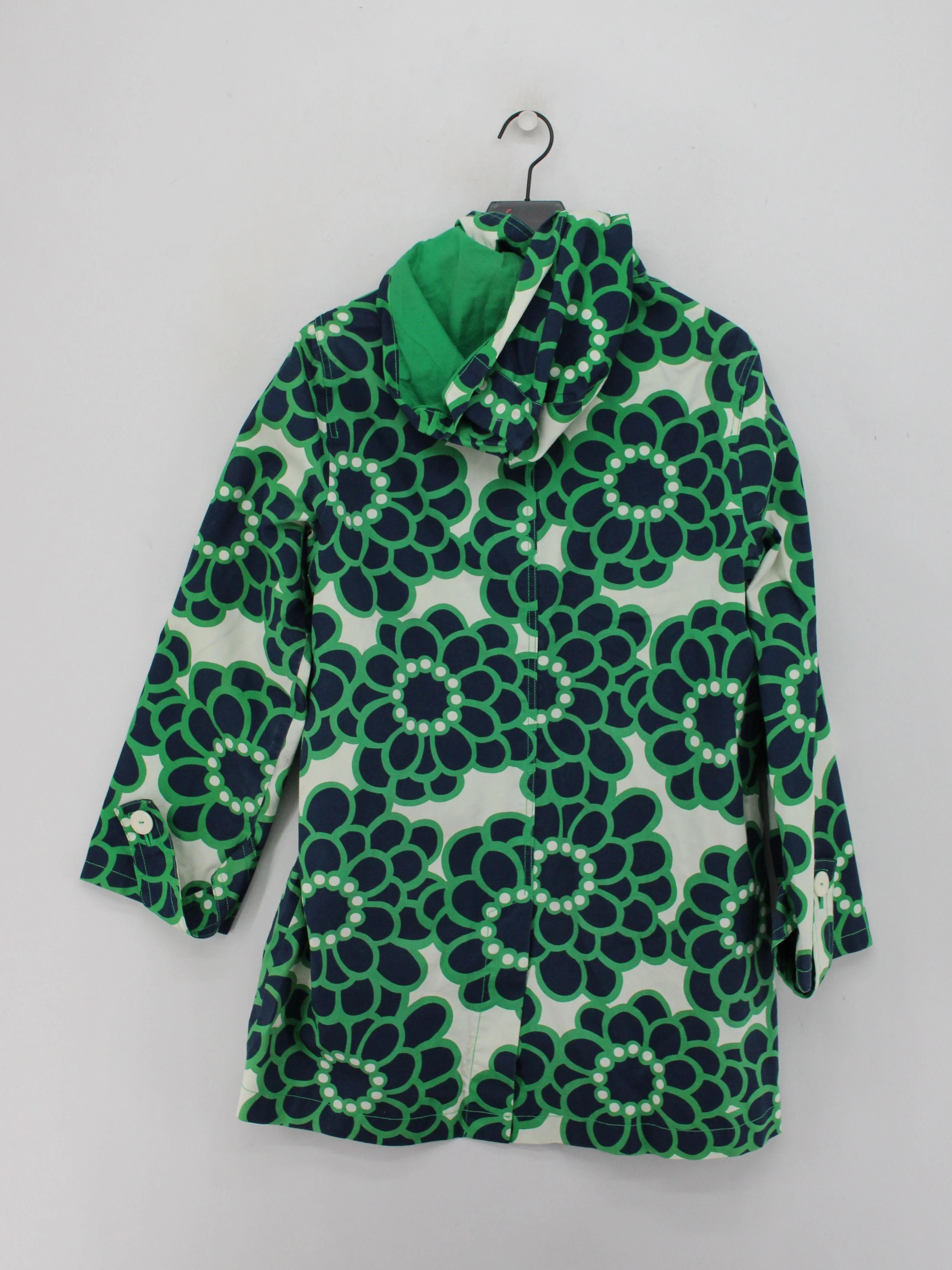 Boden Women's Coat UK 18 Green Floral Cotton with Polyester Rain Coat - Image 2