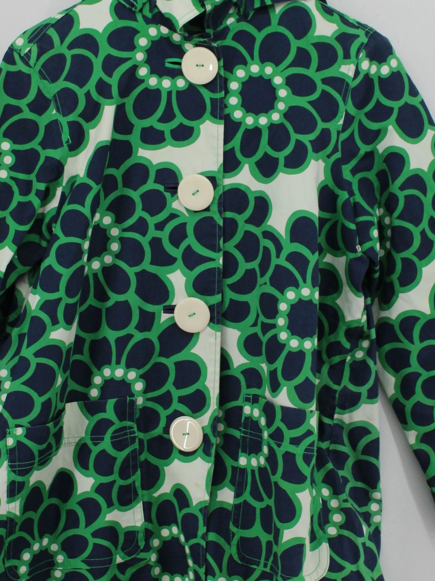 Boden Women's Coat UK 18 Green Floral Cotton with Polyester Rain Coat - Image 3