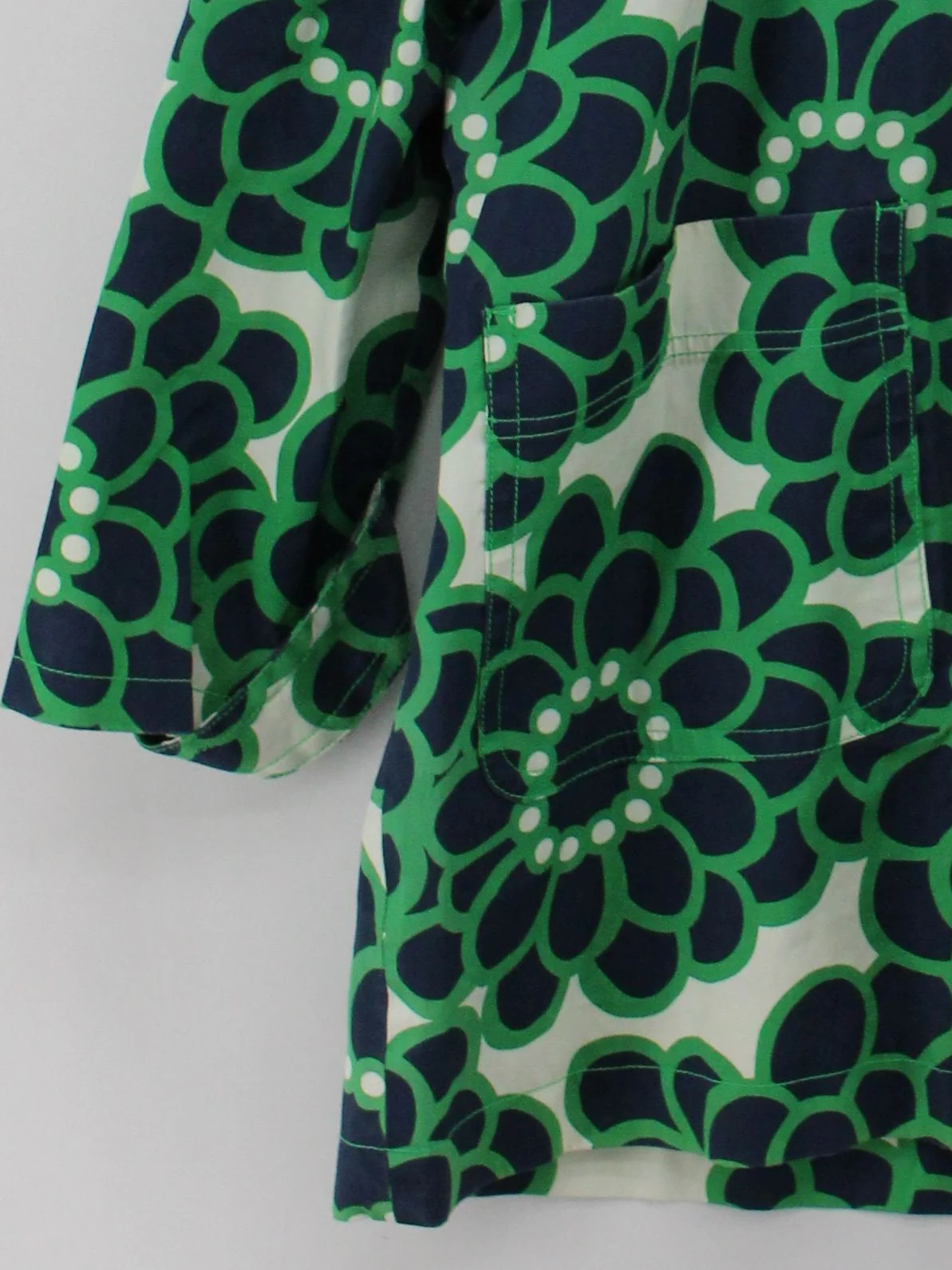 Boden Women's Coat UK 18 Green Floral Cotton with Polyester Rain Coat - Image 4