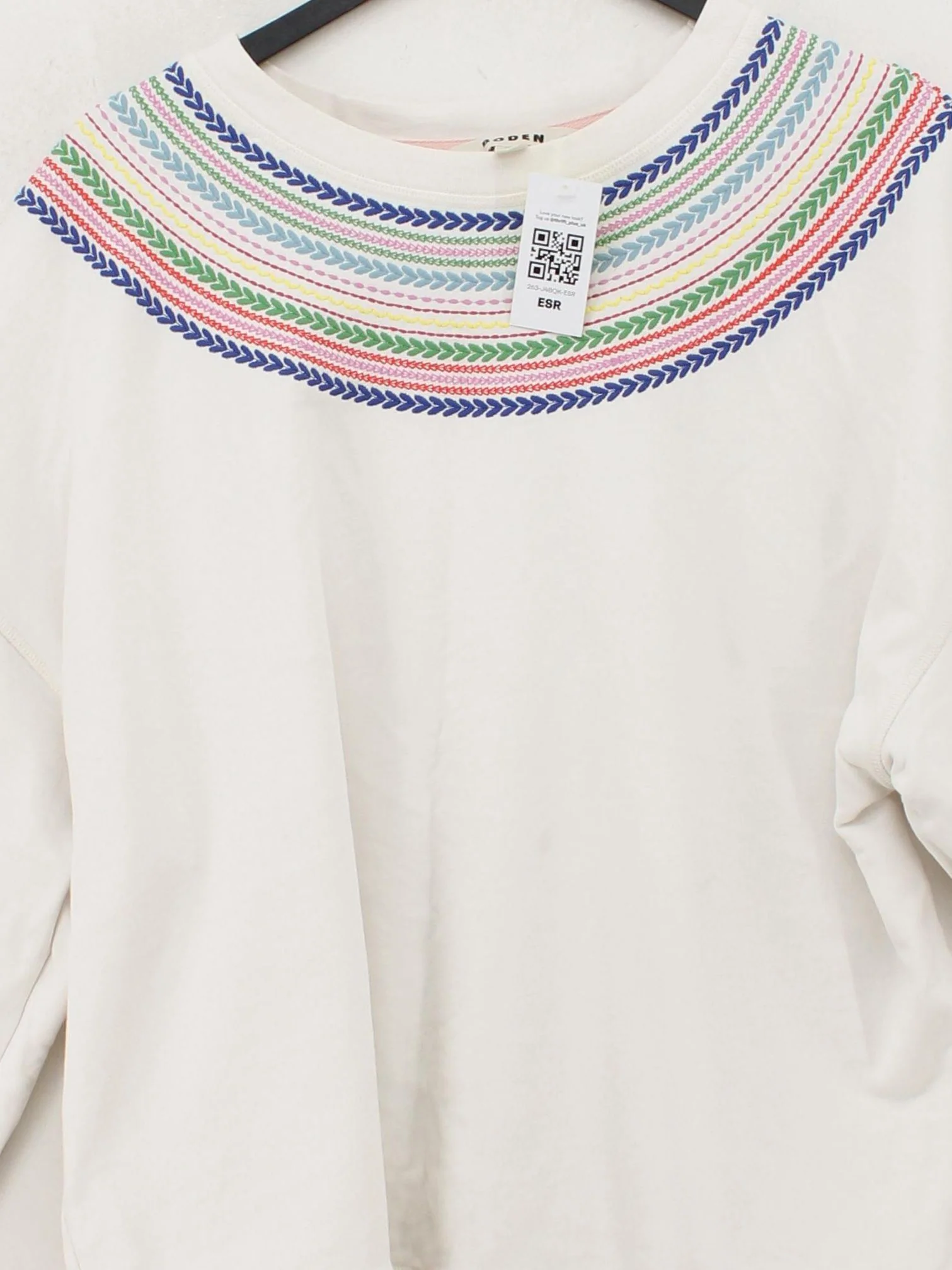 Boden Women's Hoodie XL White Cotton with Elastane, Polyester Pullover - Image 3