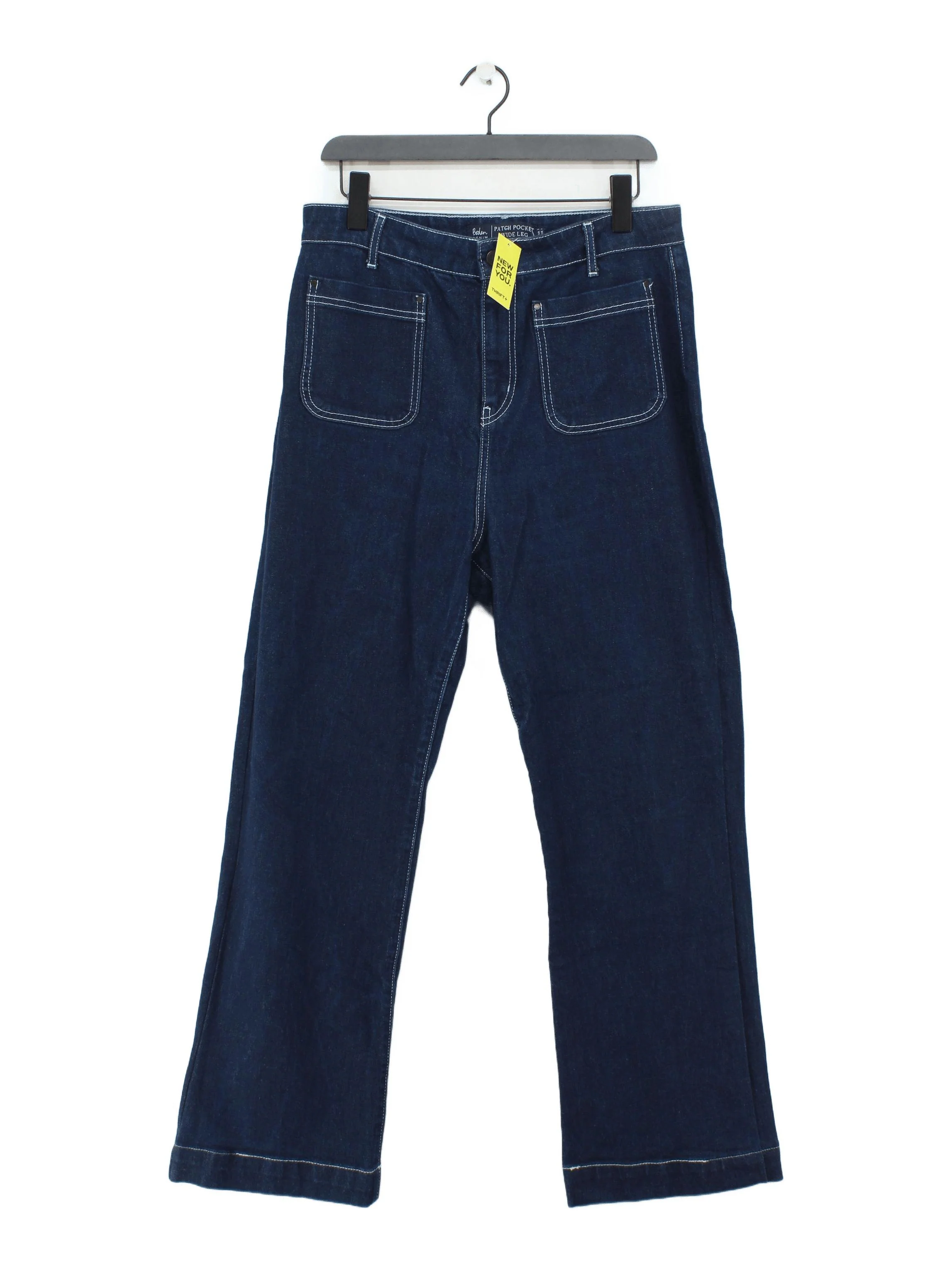 Boden Women's Jeans W 29 in Blue Cotton with Polyester Wide-Leg