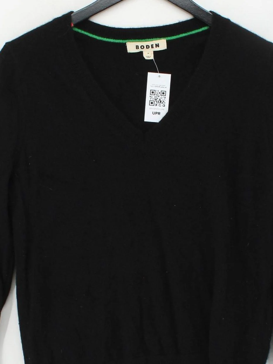 Boden Women's Jumper M Black 100% Cashmere V-Neck Pullover - Image 3