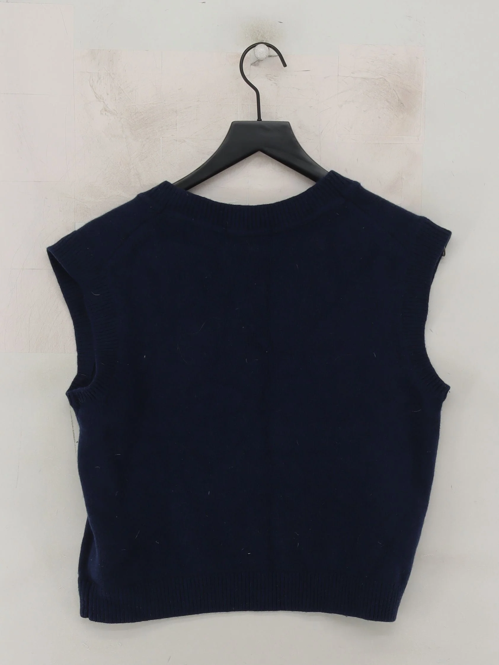 Boden Women's Jumper M Blue Striped 100% Wool V-Neck Vest - Image 2