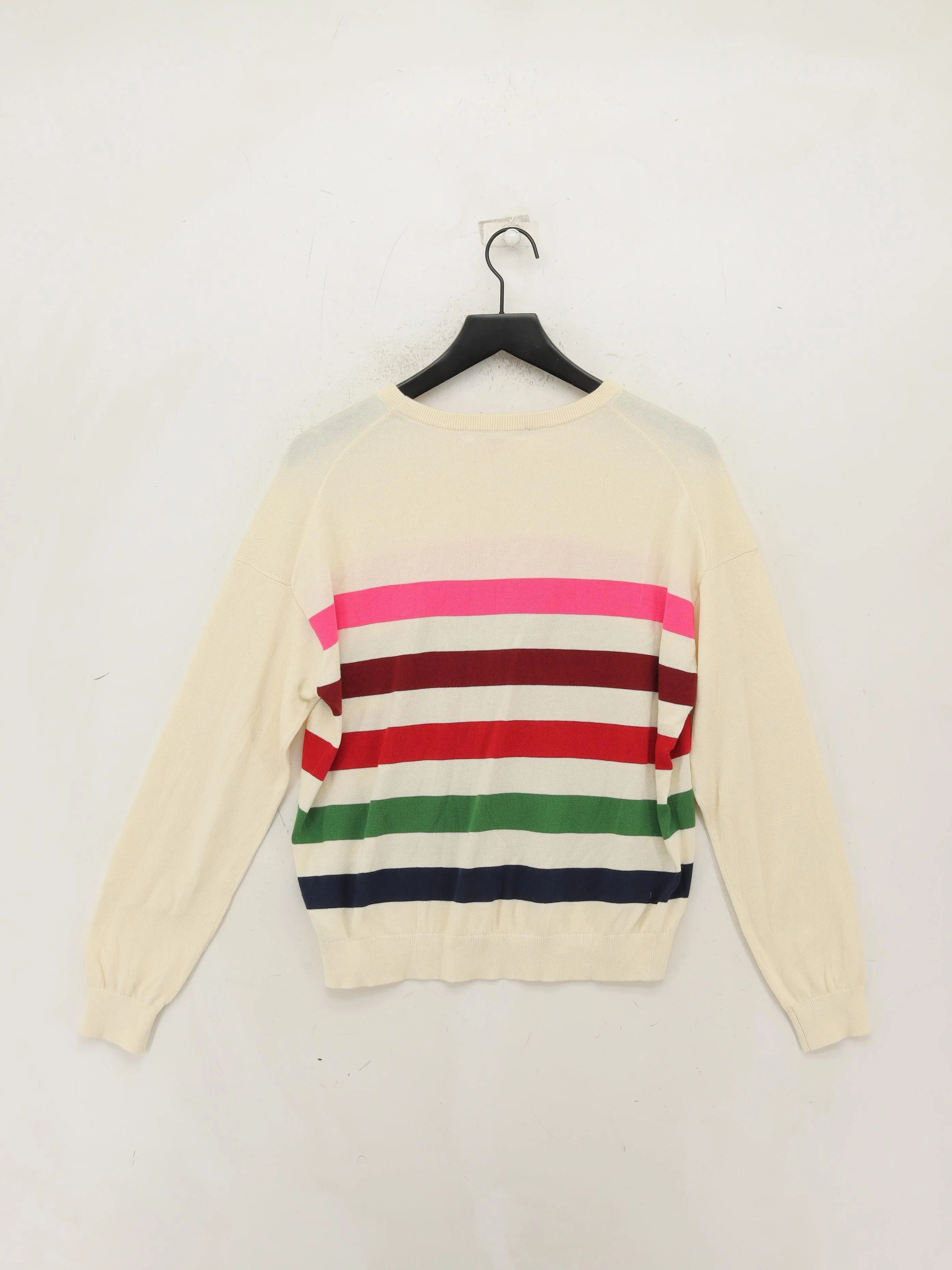 Boden Women's Jumper M Cream Striped 100% Other Crew Neck Pullover - Image 2