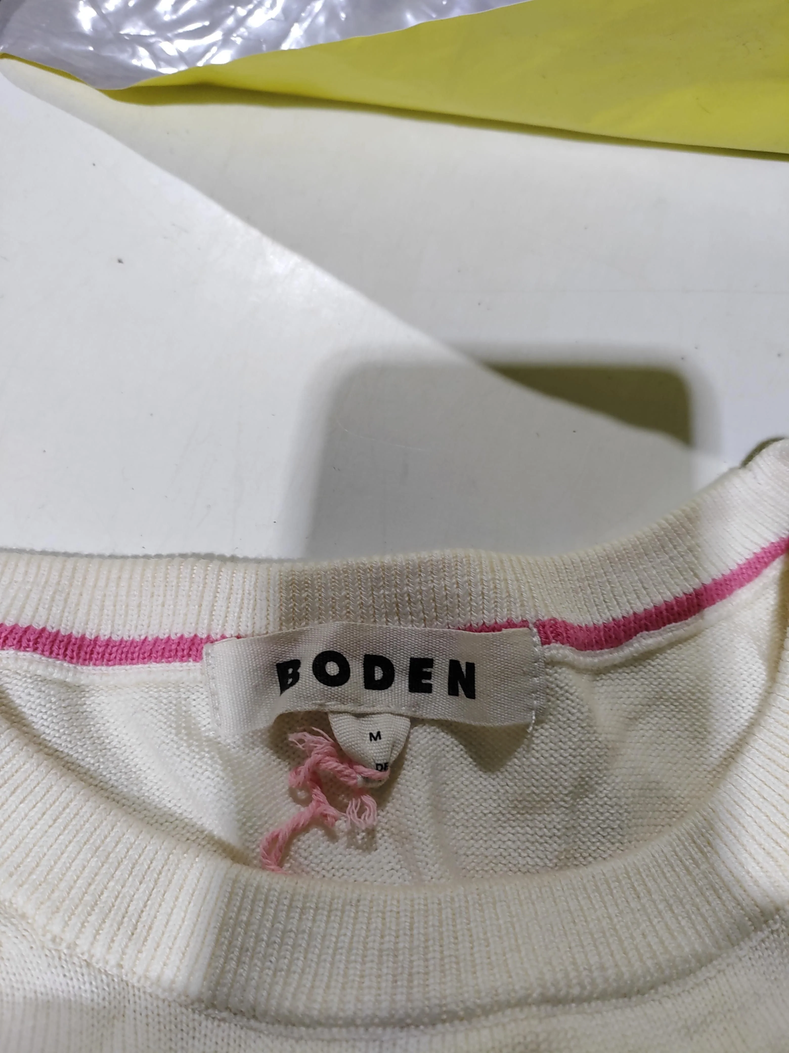 Boden Women's Jumper M Cream Striped 100% Other Crew Neck Pullover - Image 6