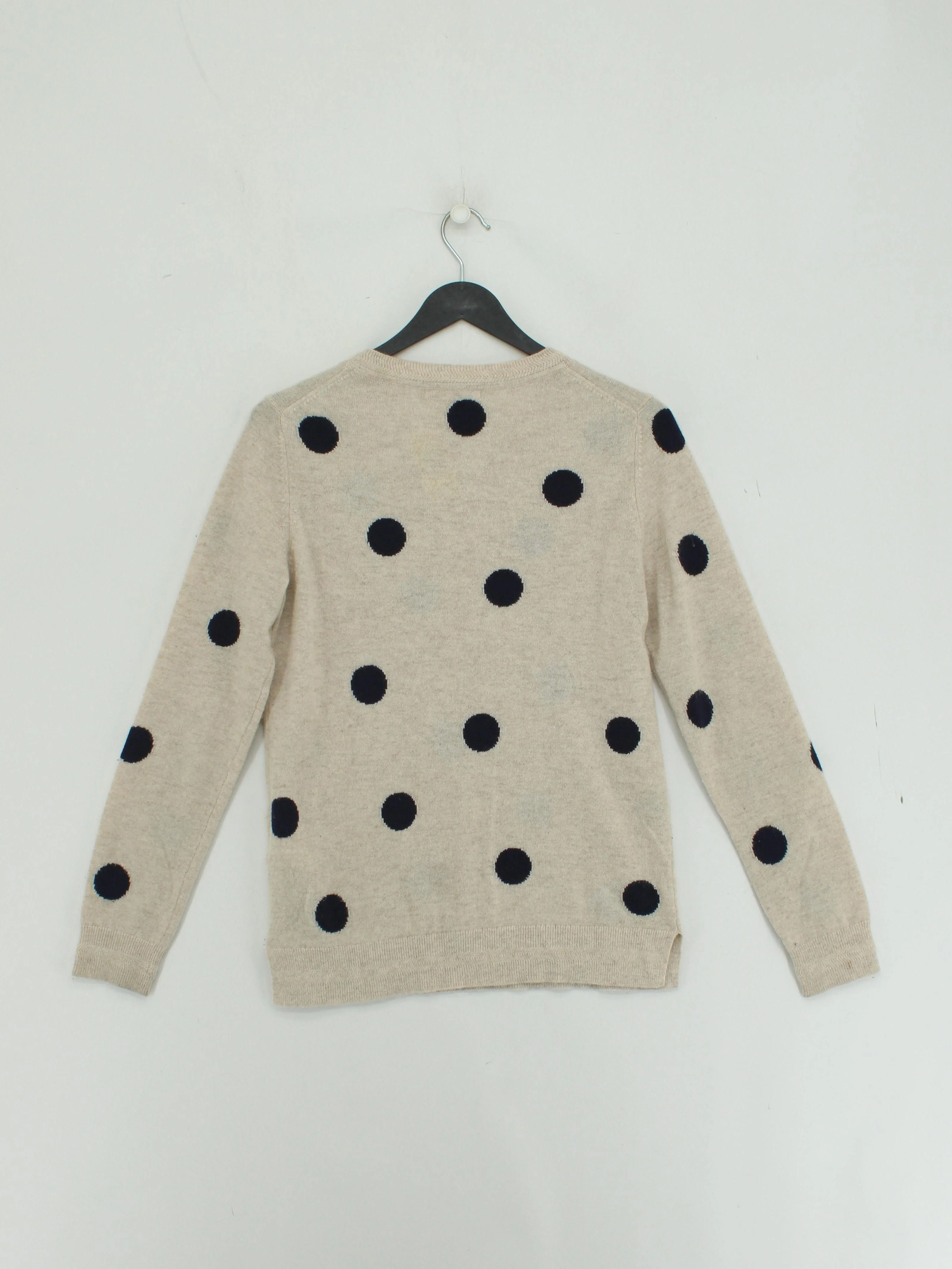 Boden Women's Jumper S Cream Polkadot 100% Cashmere Round Neck Pullover - Image 2