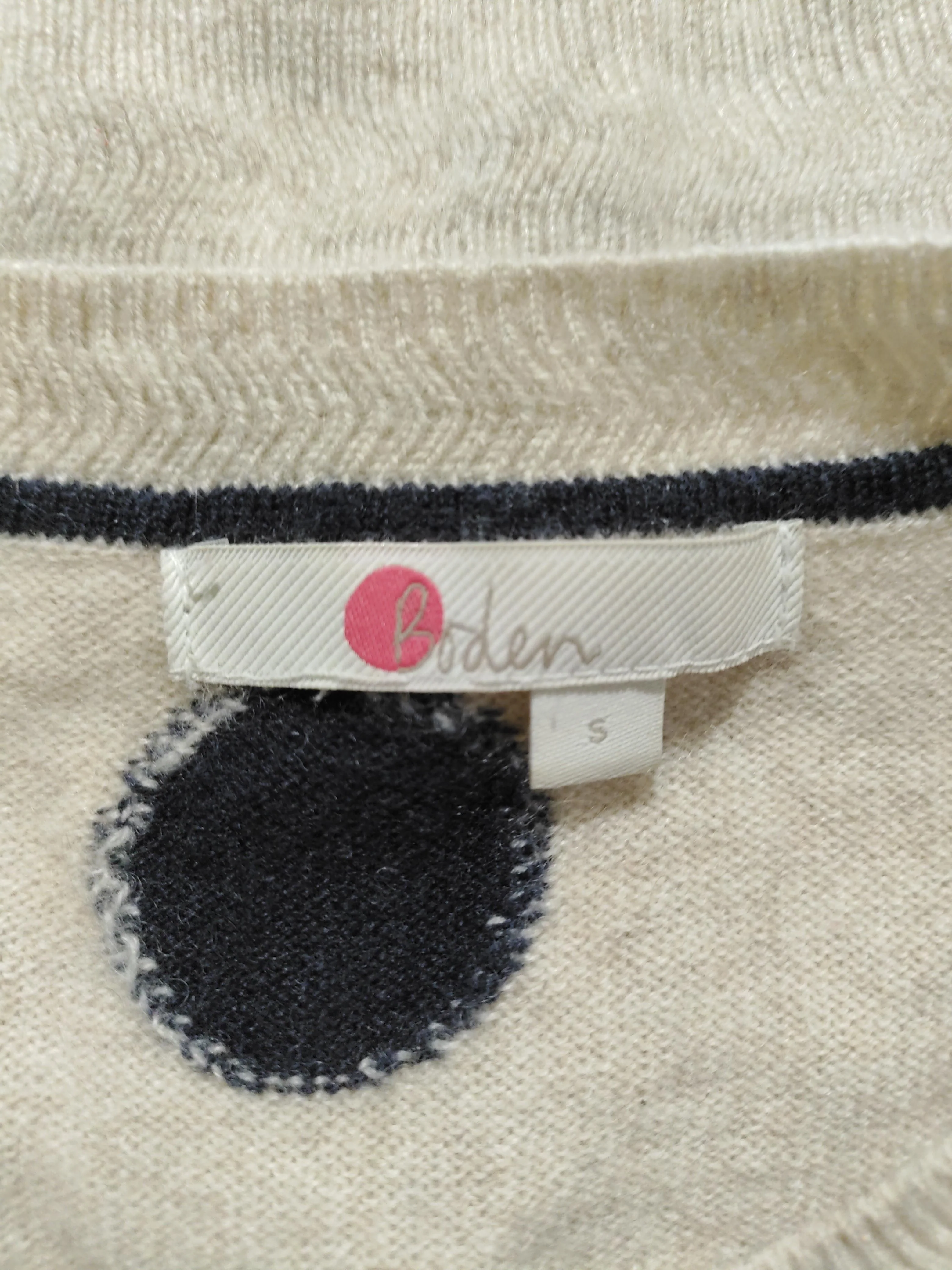 Boden Women's Jumper S Cream Polkadot 100% Cashmere Round Neck Pullover - Image 6