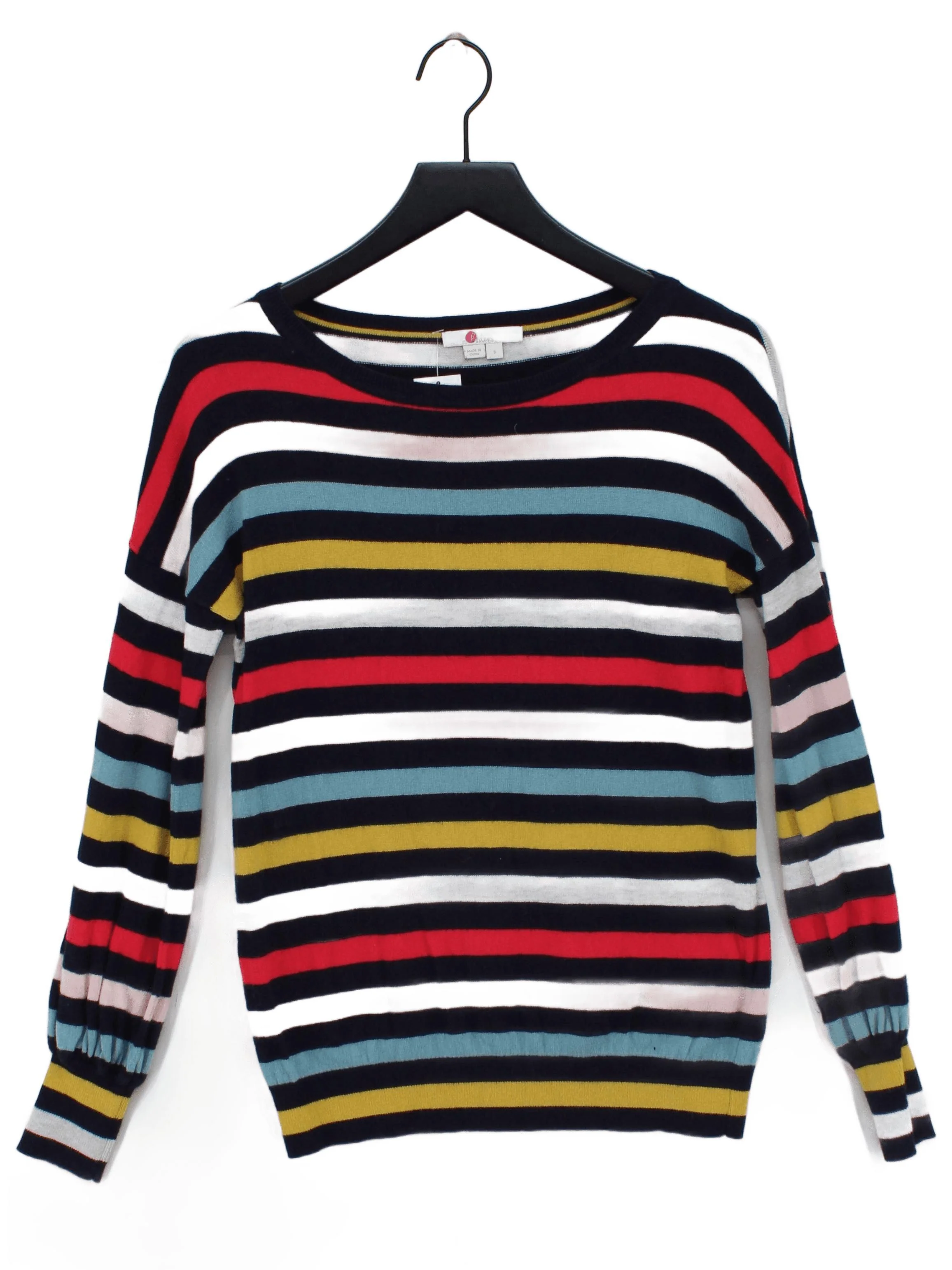 Boden Women's Jumper S Multi Striped Wool with Cotton Round Neck Pullover