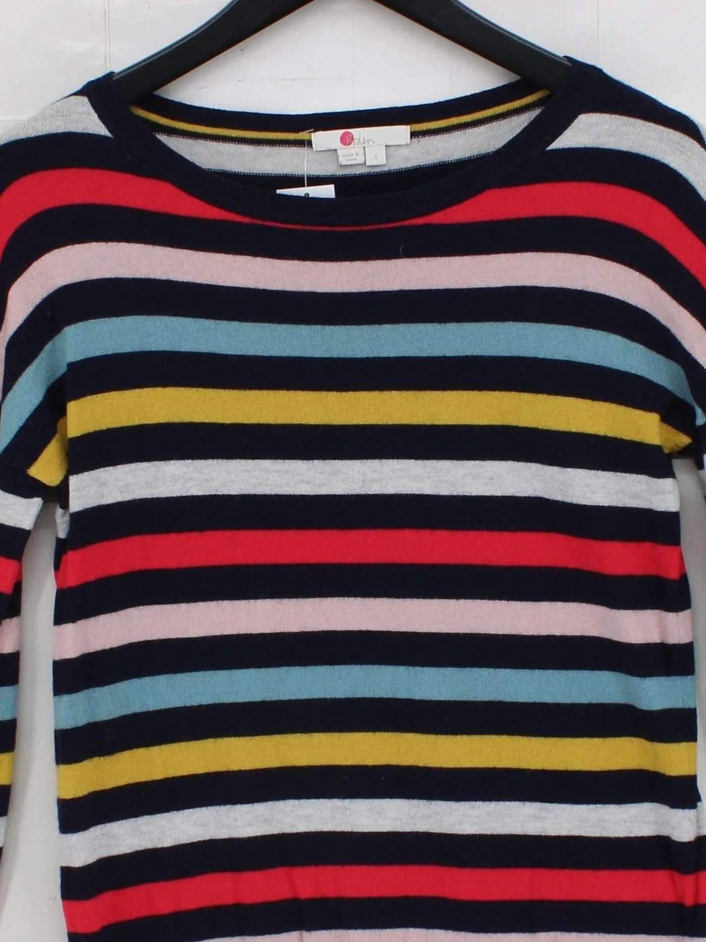 Boden Women's Jumper S Multi Striped Wool with Cotton Round Neck Pullover - Image 3