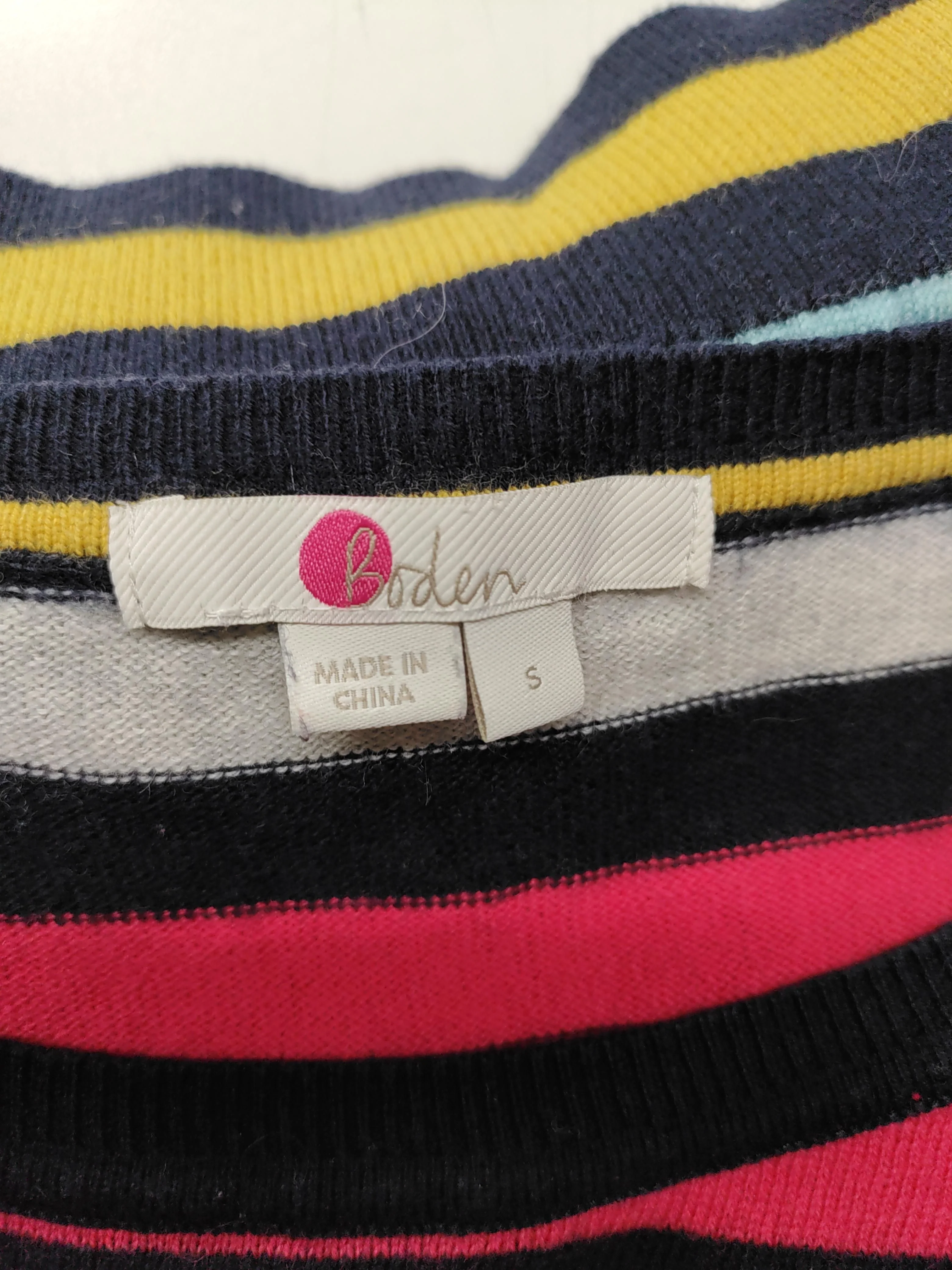 Boden Women's Jumper S Multi Striped Wool with Cotton Round Neck Pullover - Image 5