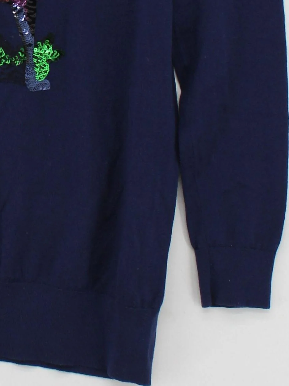 Boden Women's Jumper UK 12 Blue Graphic 100% Wool Round Neck Pullover - Image 4