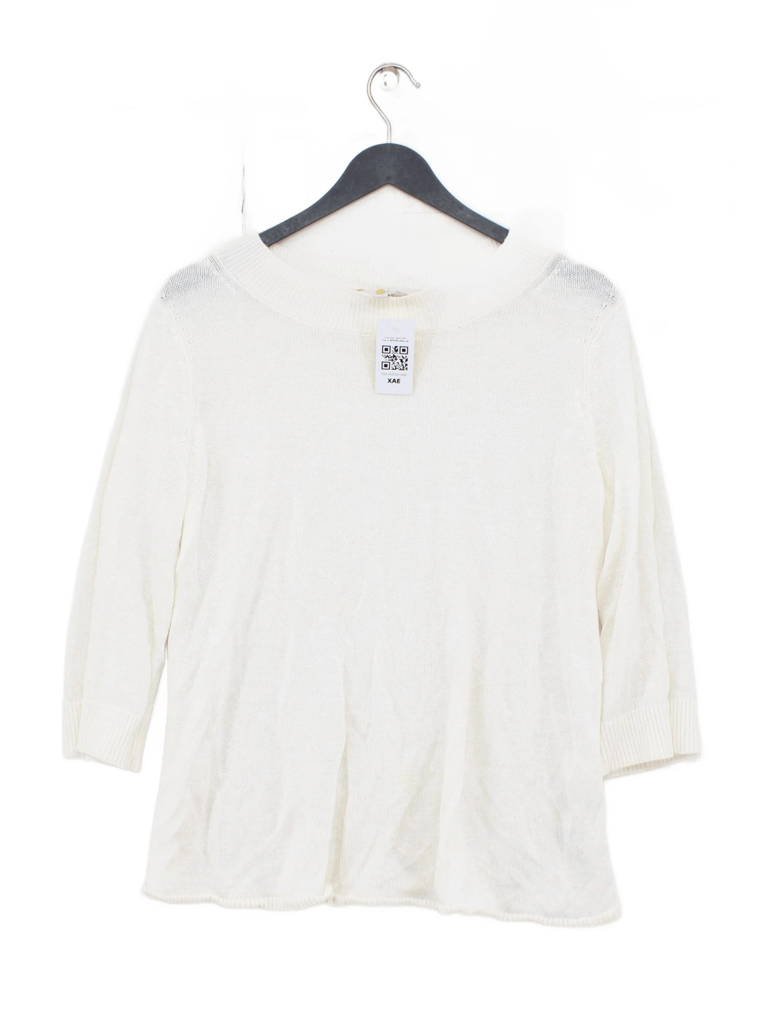 Boden Women's Jumper UK 12 Cream 100% Linen Round Neck Pullover