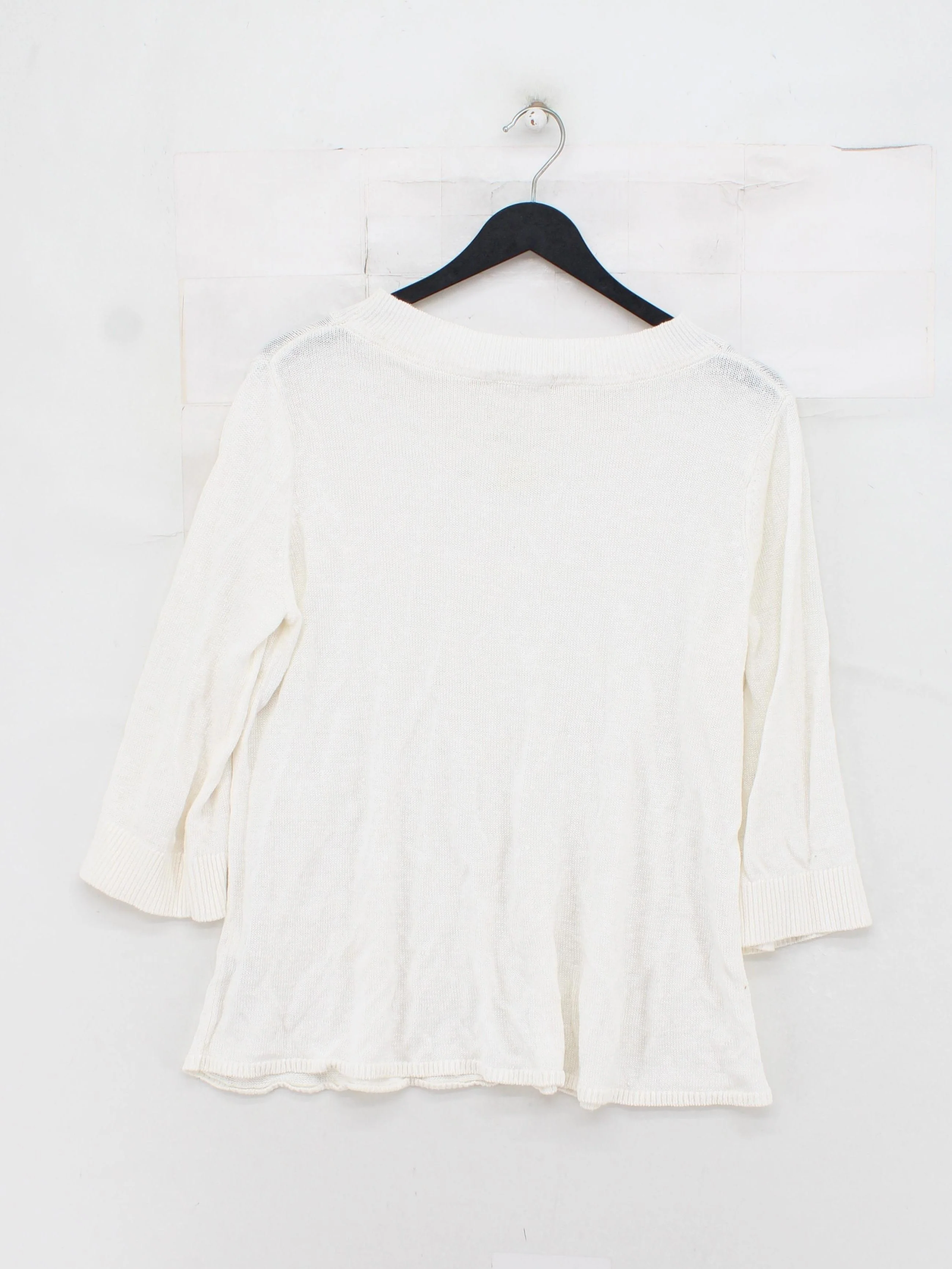 Boden Women's Jumper UK 12 Cream 100% Linen Round Neck Pullover - Image 2