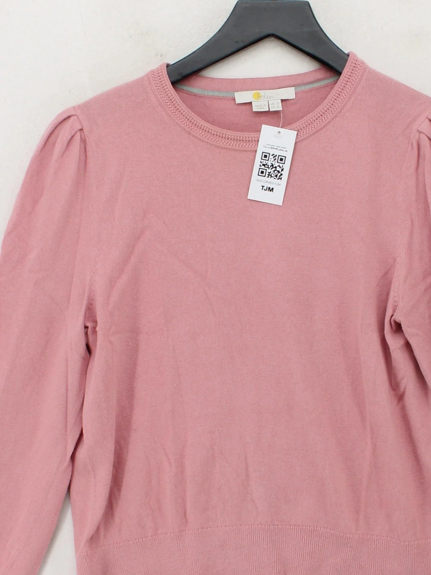 Boden Women's Jumper UK 12 Pink Cotton with Wool Round Neck Pullover - Image 3