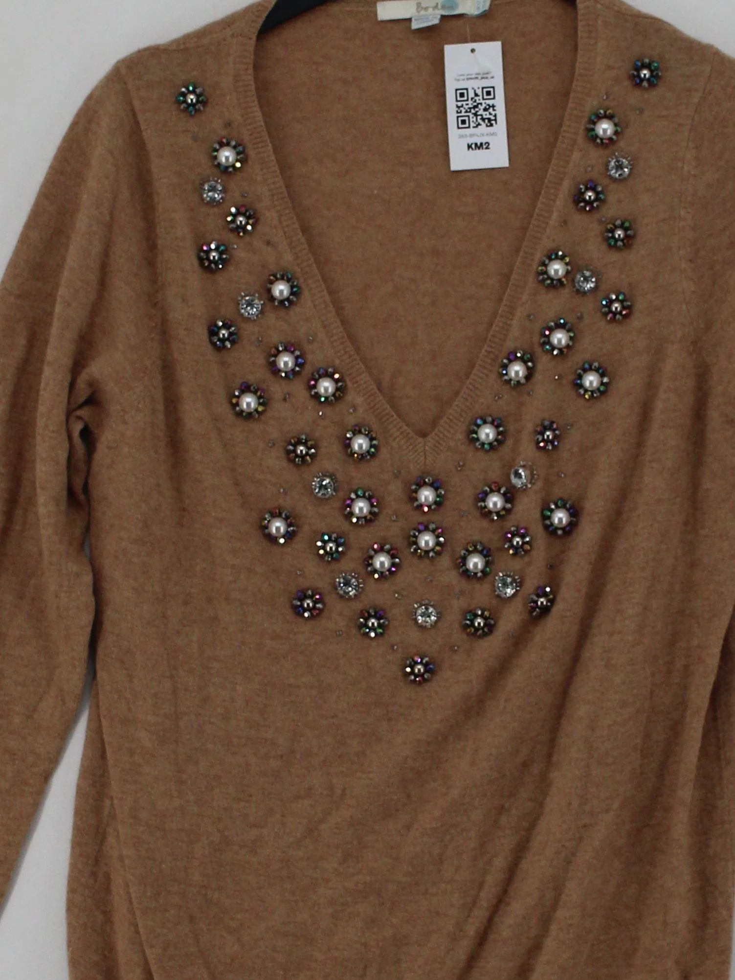 Boden Women's Jumper UK 12 Tan Nylon with Wool, Viscose, Cashmere Pullover - Image 3