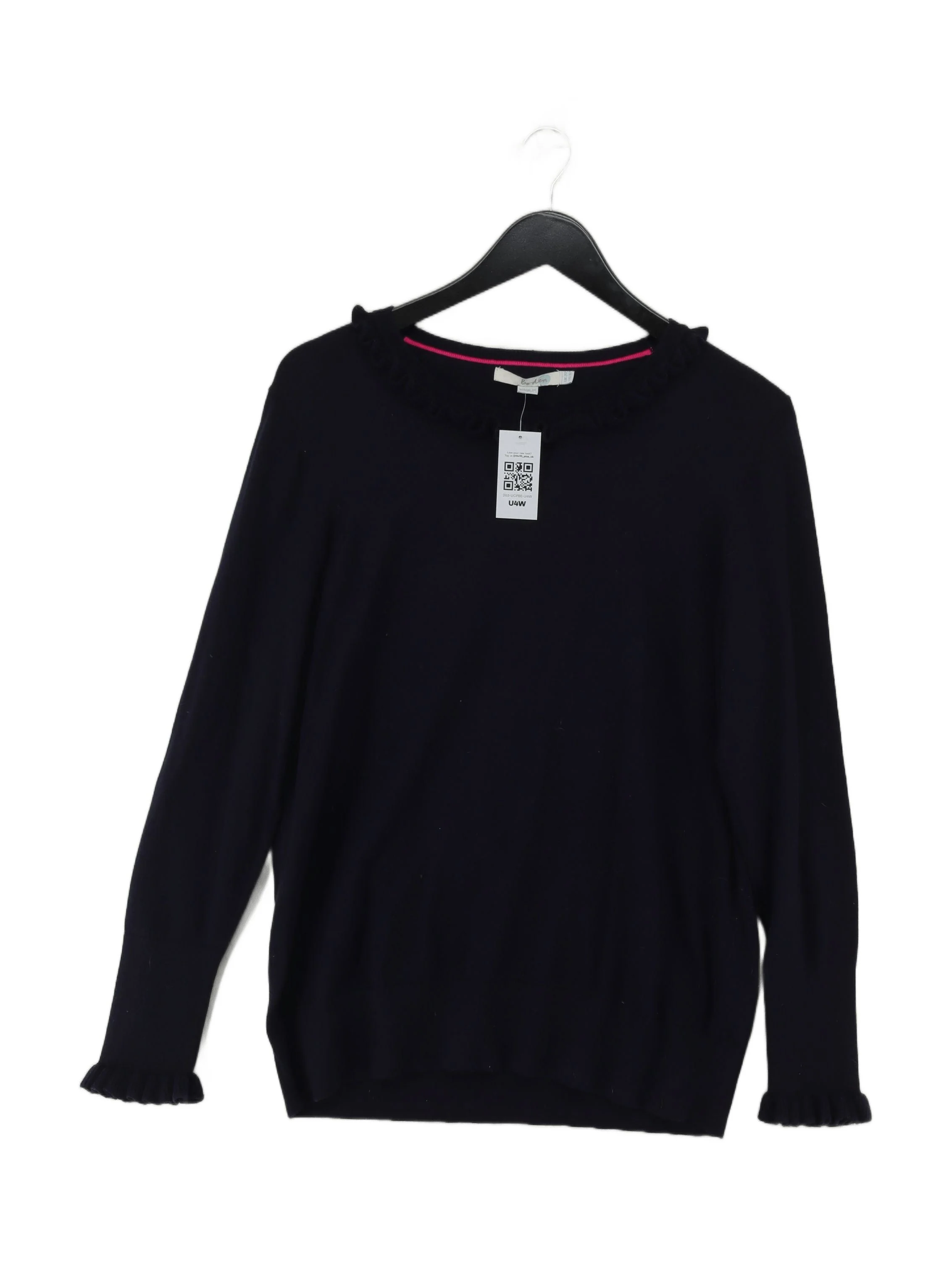 Boden Women's Jumper UK 20 Blue Wool with Cotton Round Neck Pullover