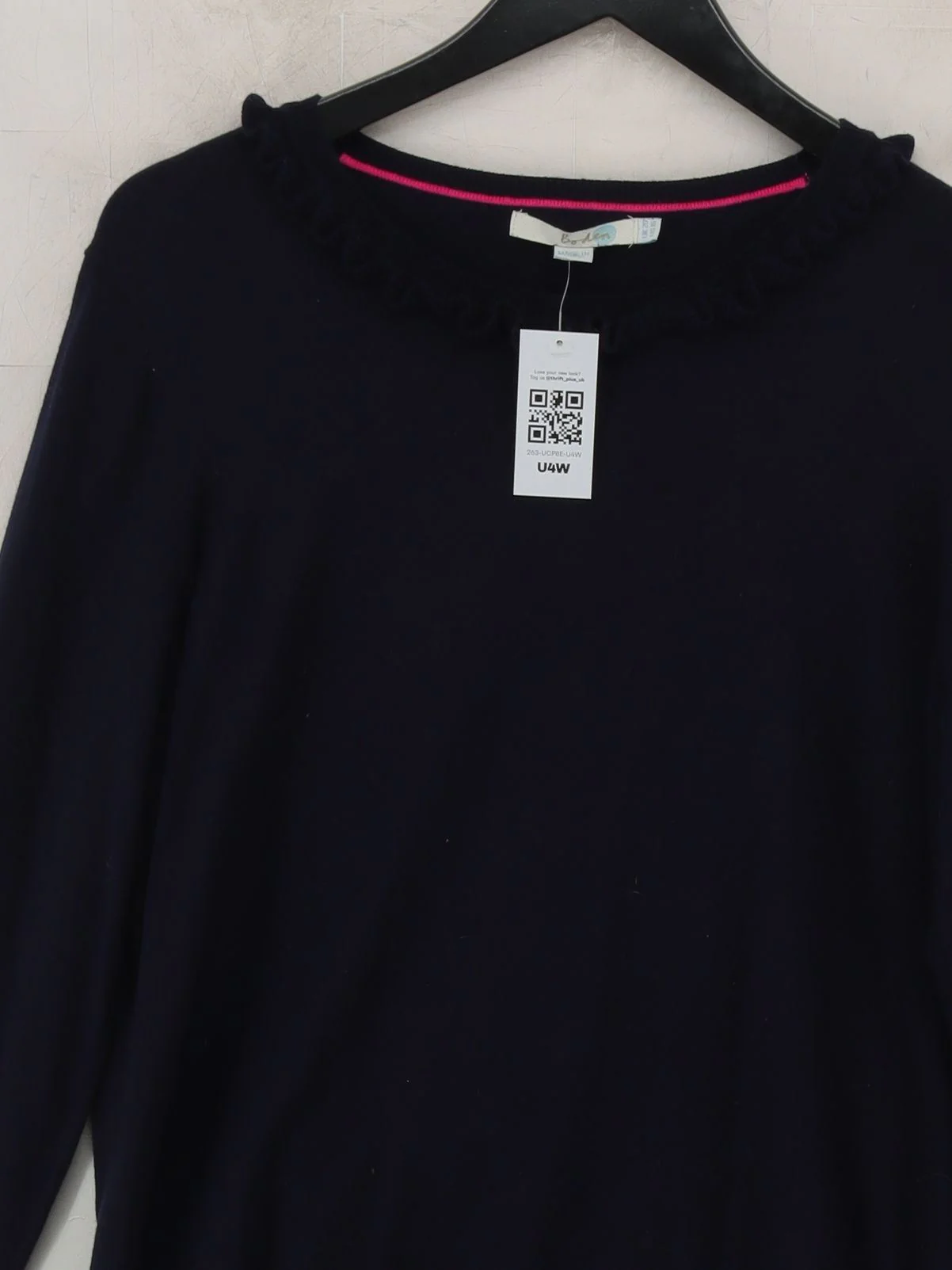 Boden Women's Jumper UK 20 Blue Wool with Cotton Round Neck Pullover - Image 3
