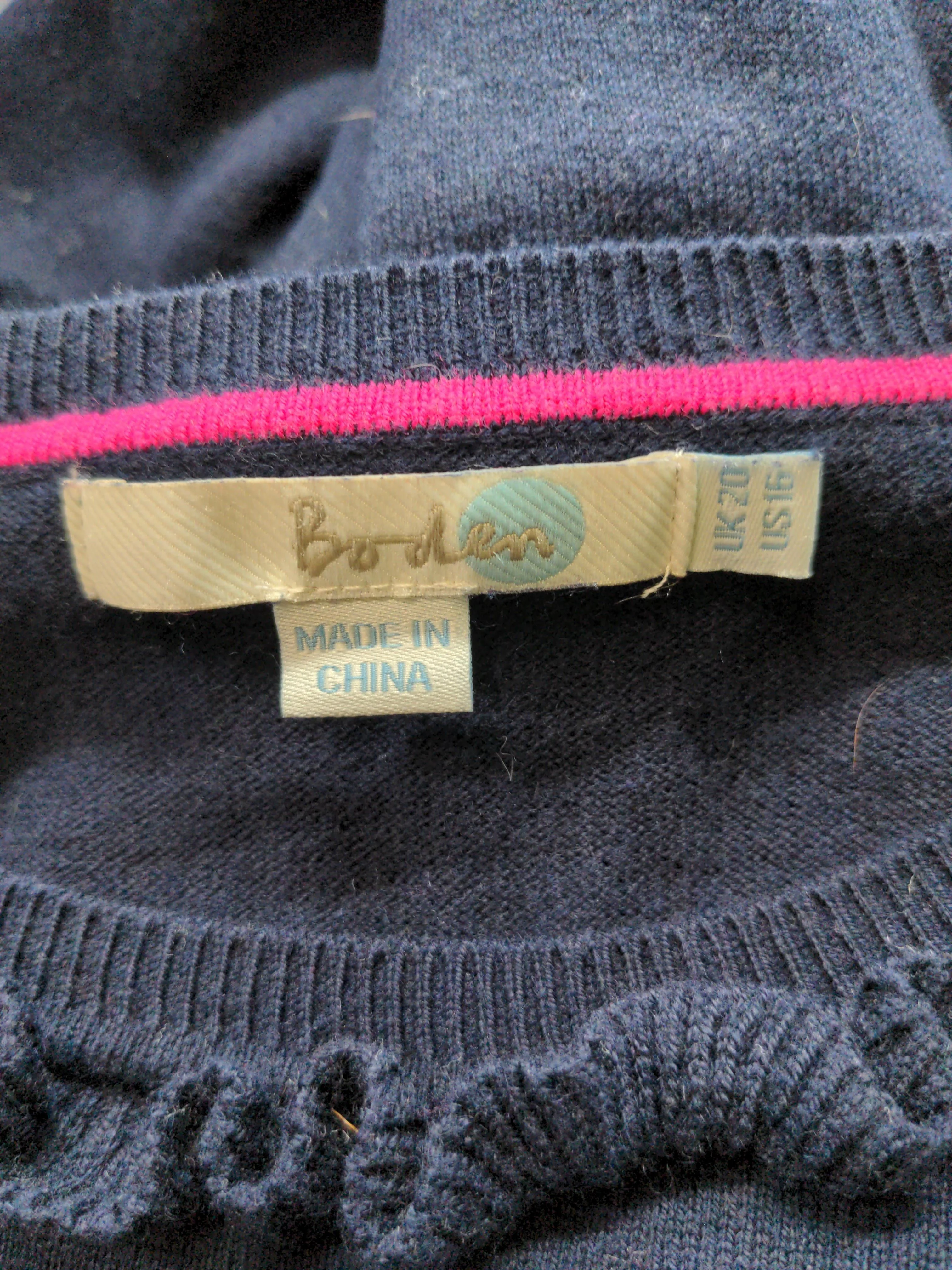Boden Women's Jumper UK 20 Blue Wool with Cotton Round Neck Pullover - Image 5