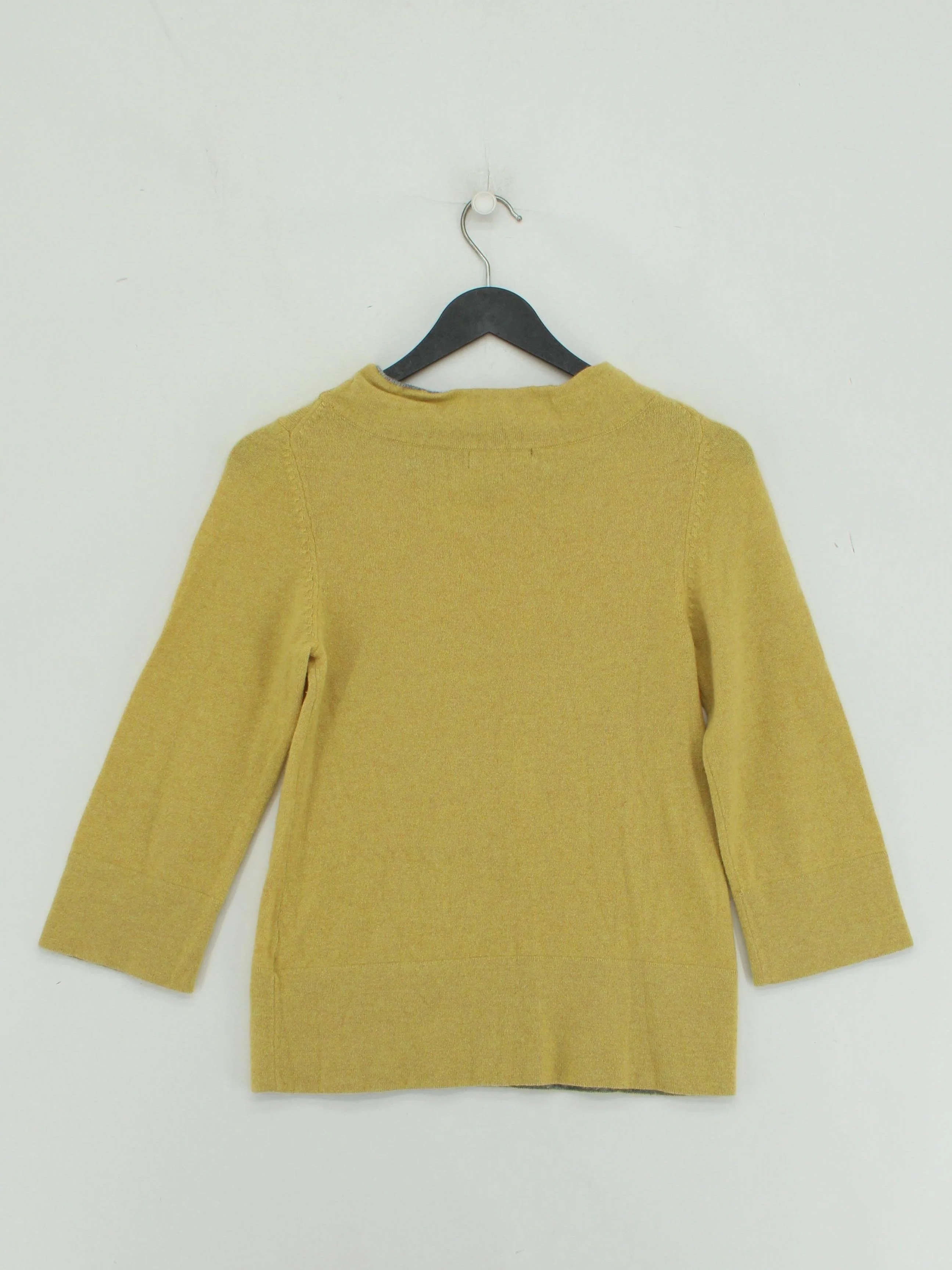 Boden Women's Jumper UK 8 Yellow 100% Cashmere Mock Neck Pullover - Image 2