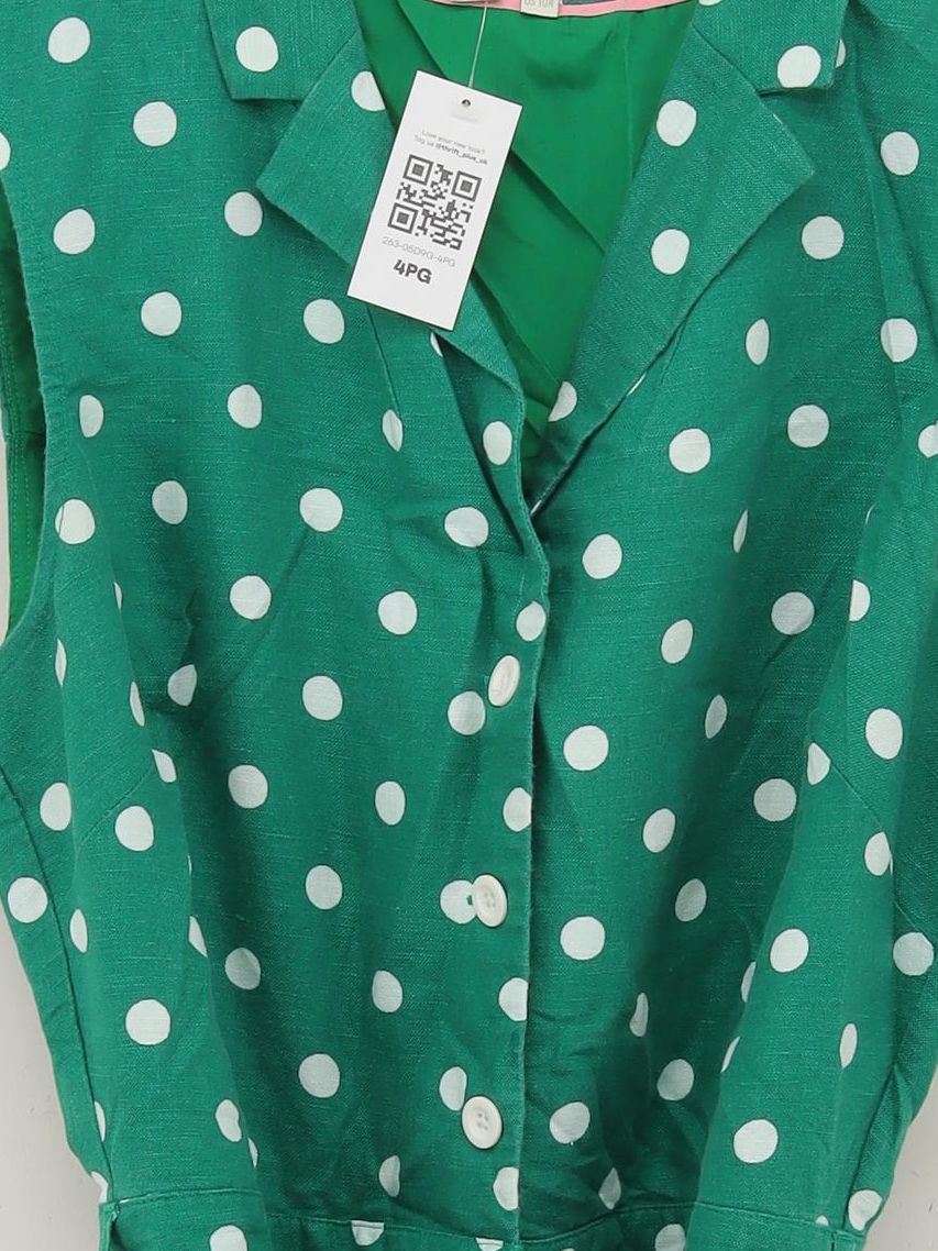 Boden Women's Jumpsuit UK 14 Green Polkadot Linen with Cotton Wide-Leg Jumpsuit - Image 3