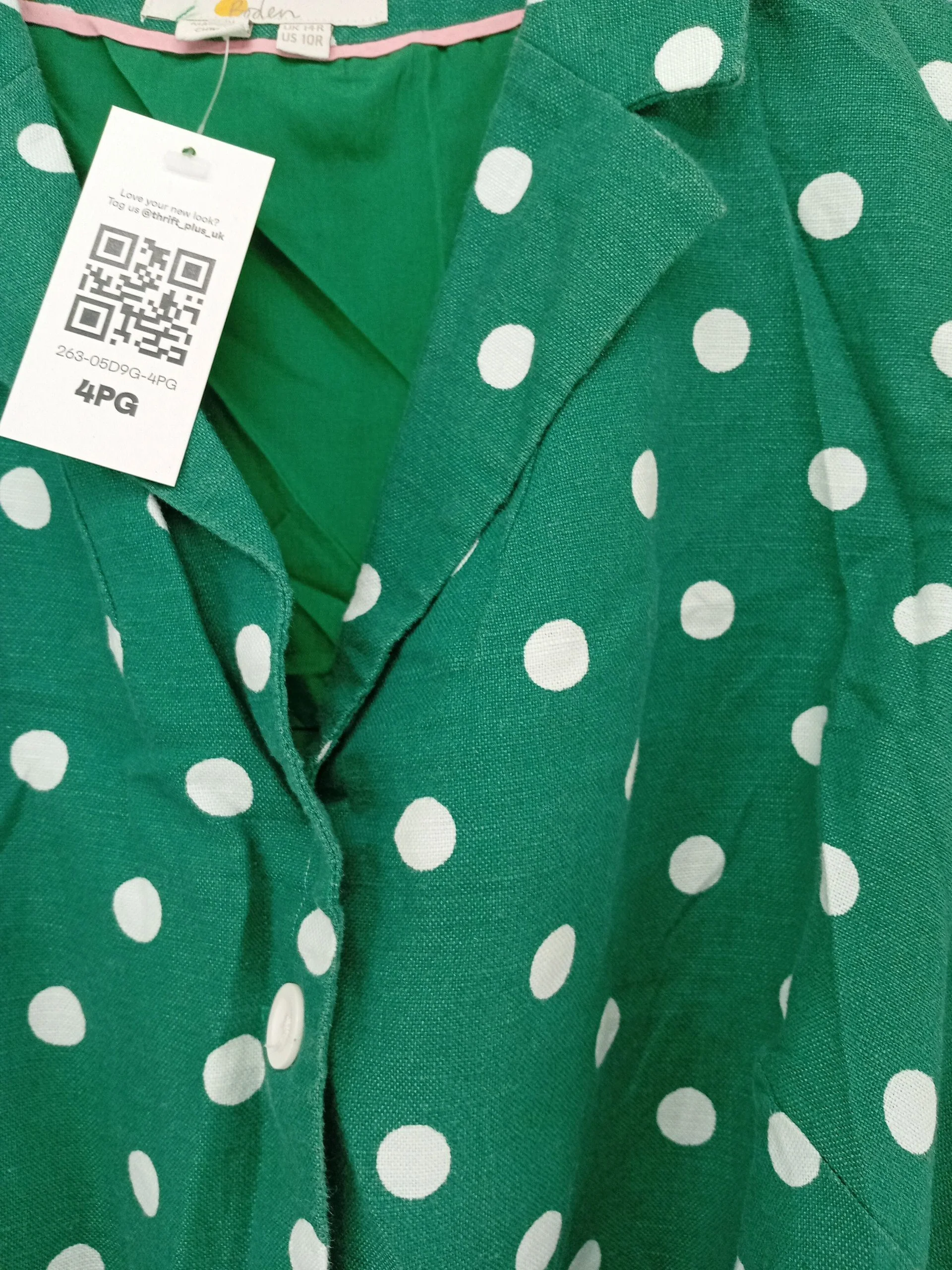 Boden Women's Jumpsuit UK 14 Green Polkadot Linen with Cotton Wide-Leg Jumpsuit - Image 5