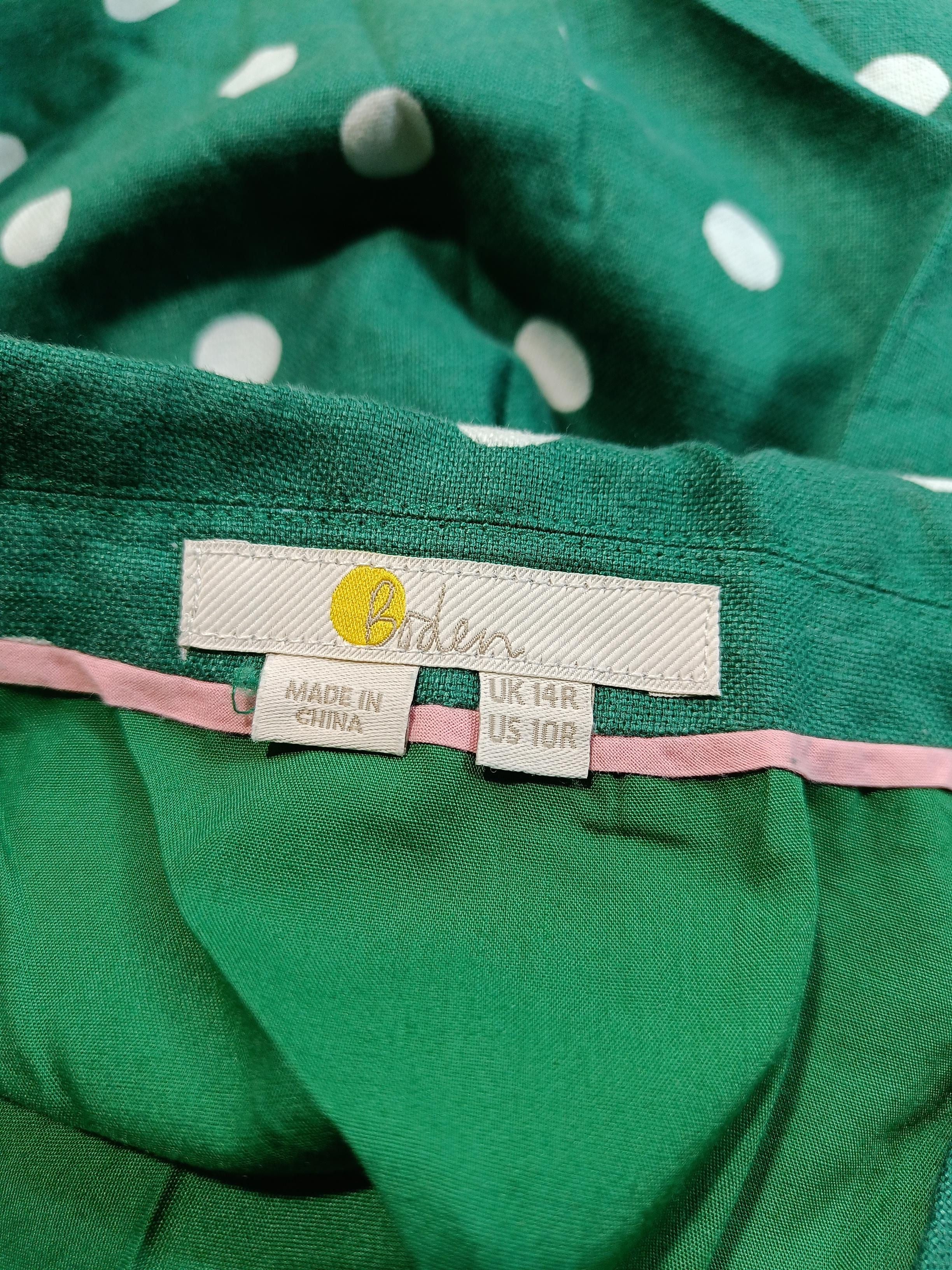Boden Women's Jumpsuit UK 14 Green Polkadot Linen with Cotton Wide-Leg Jumpsuit - Image 6