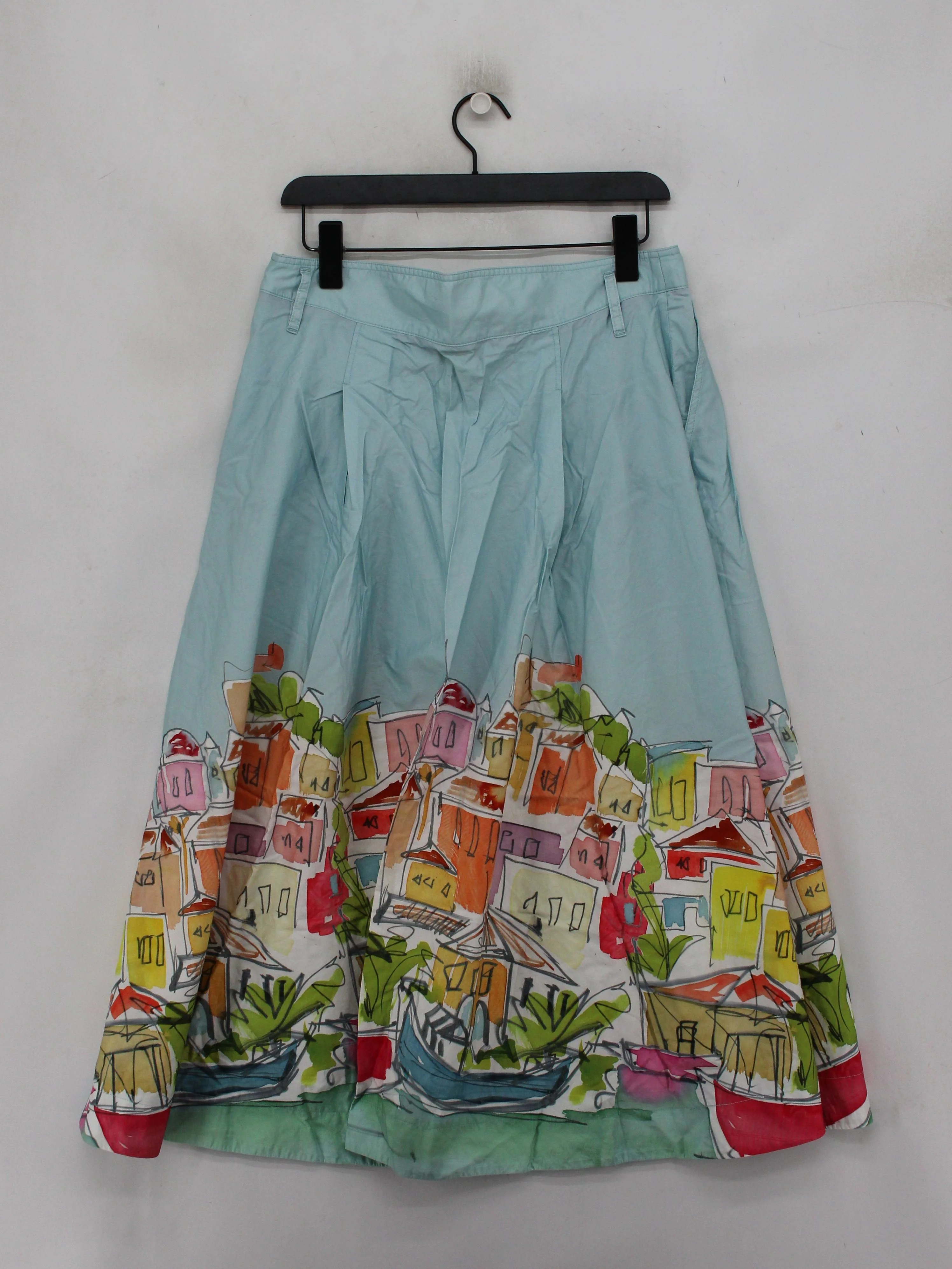 Boden Women's Midi Skirt L Blue 100% Cotton Midi A-Line - Image 2