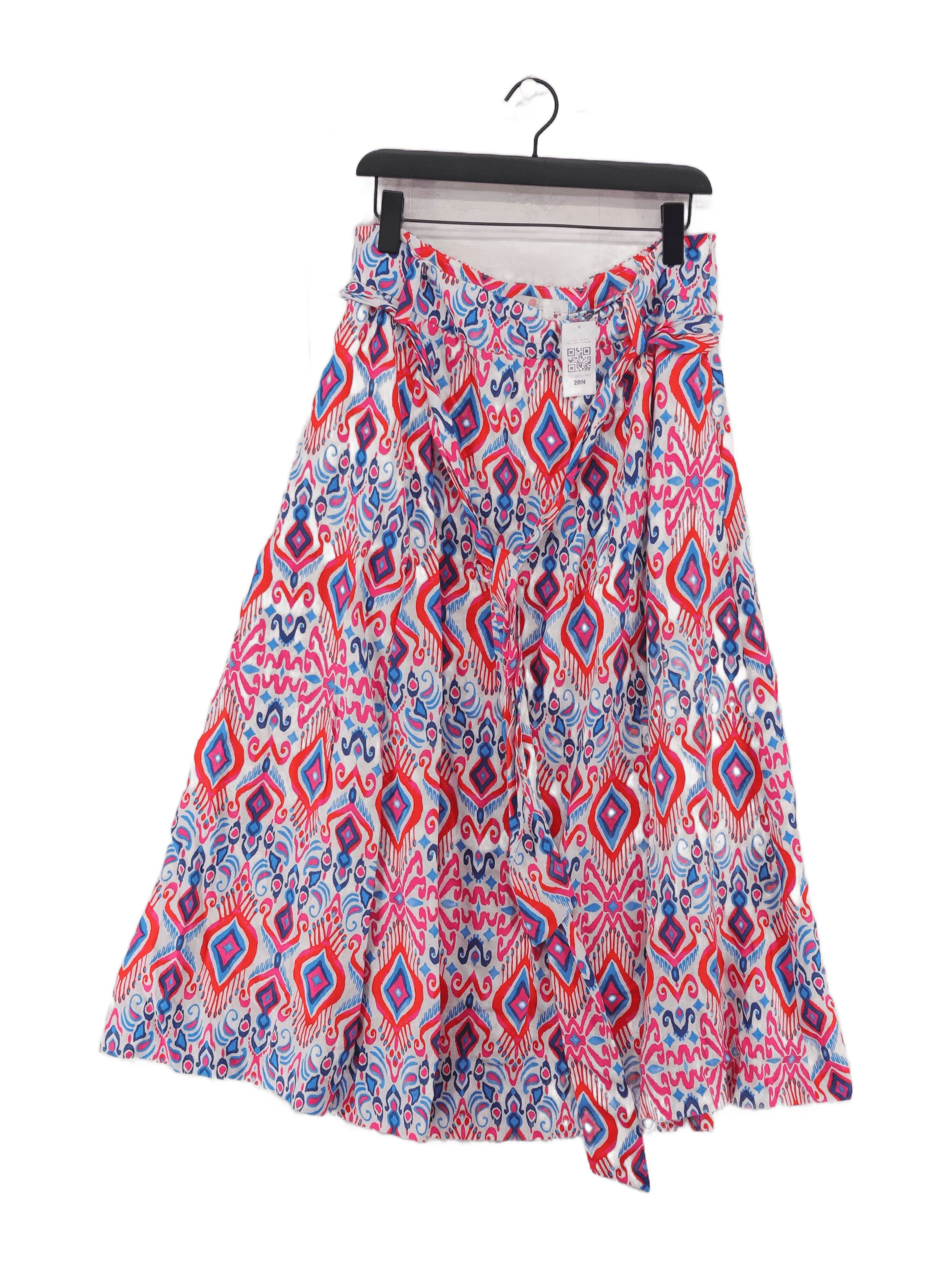 Boden Women's Midi Skirt L Multi Geometric 100% Linen Midi A-Line