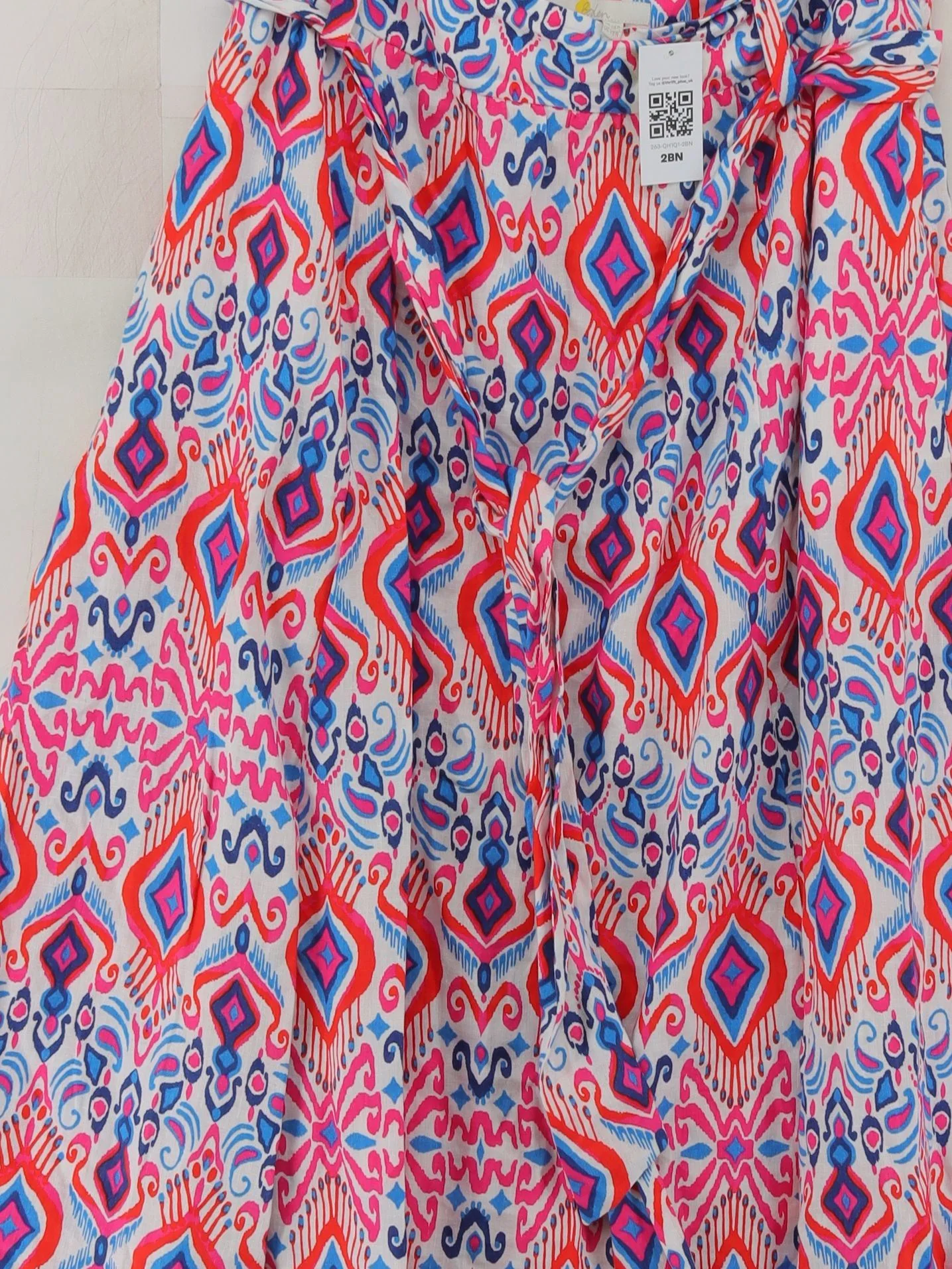Boden Women's Midi Skirt L Multi Geometric 100% Linen Midi A-Line - Image 3