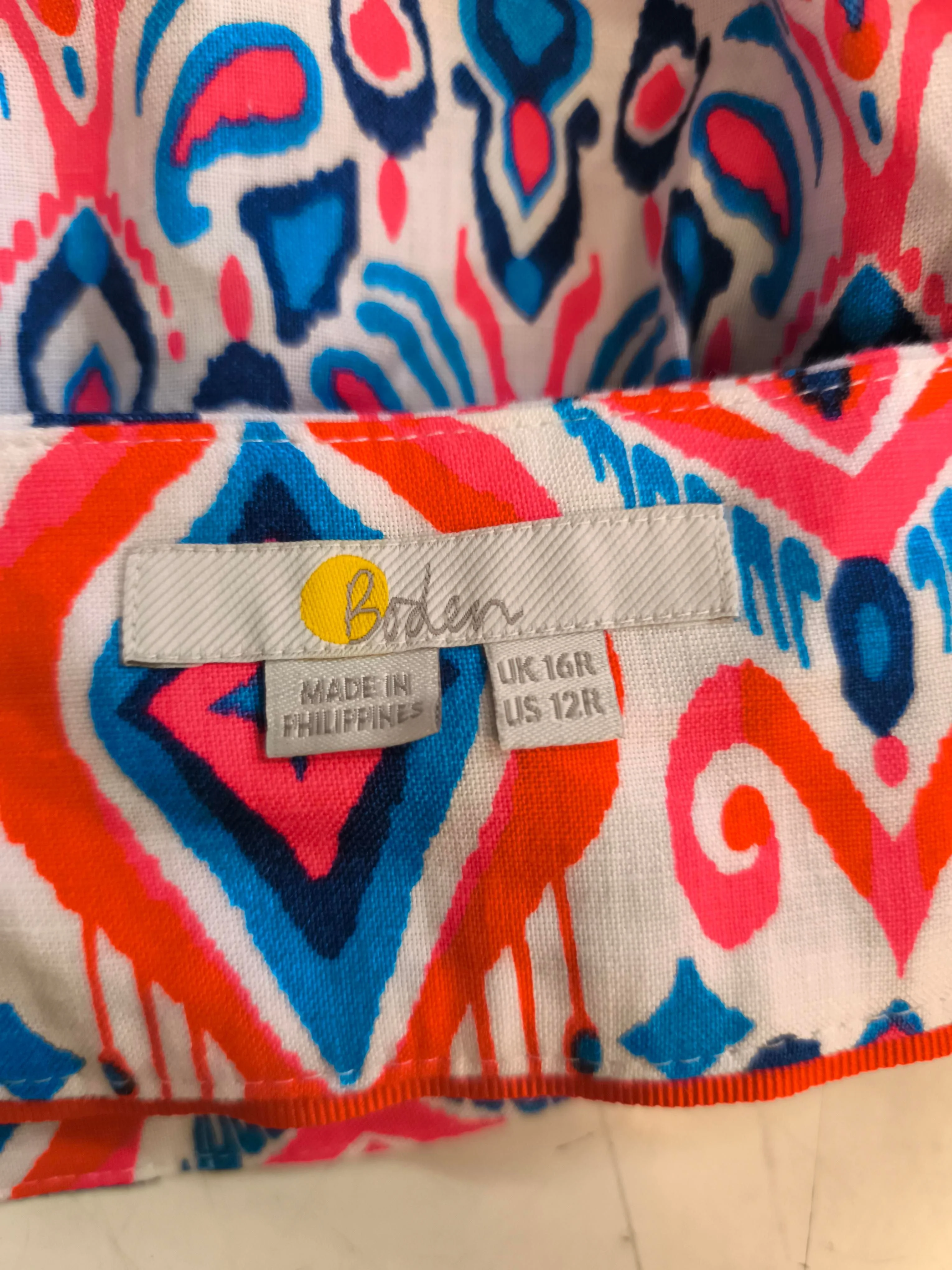 Boden Women's Midi Skirt L Multi Geometric 100% Linen Midi A-Line - Image 5