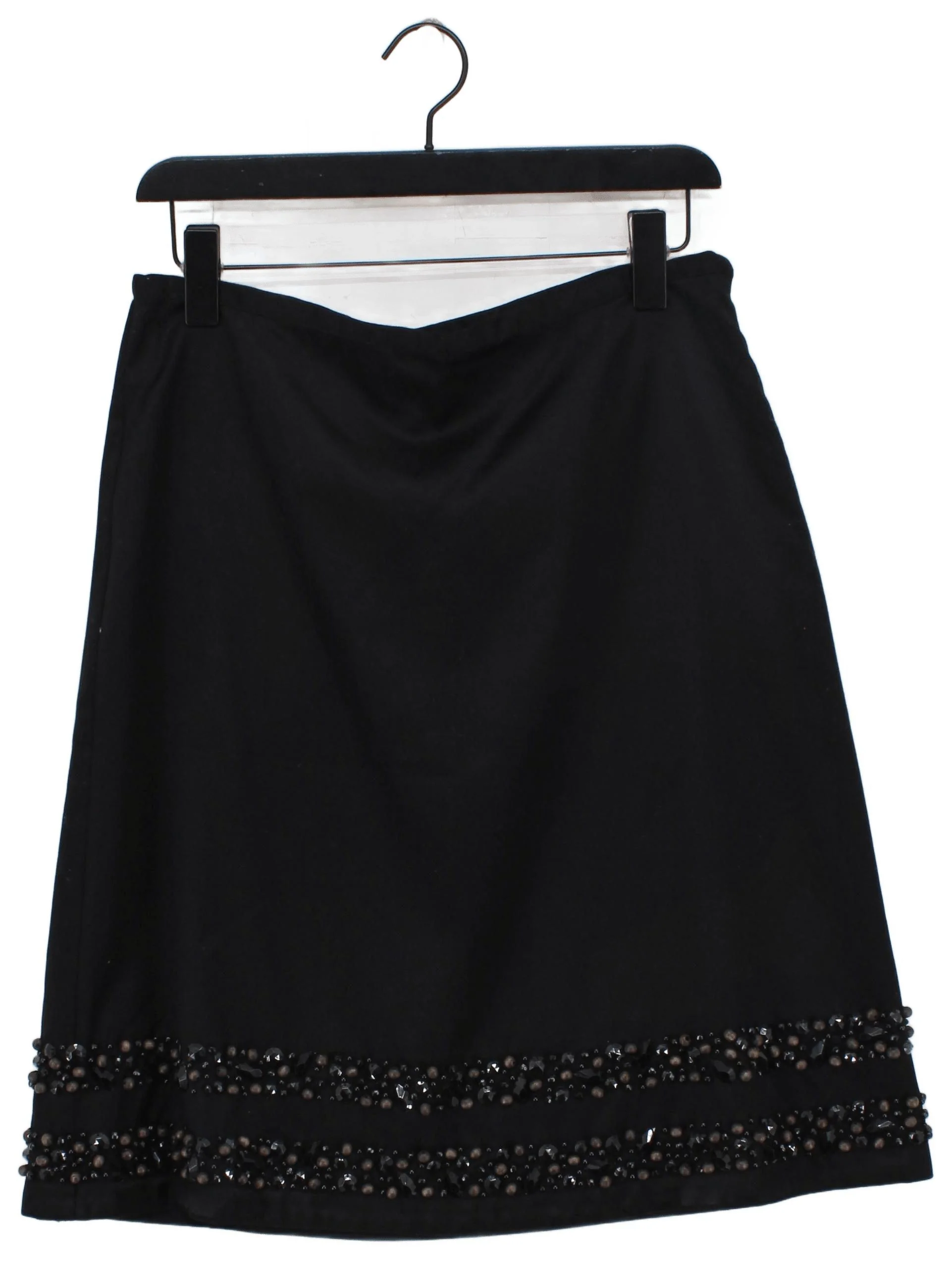 Boden Women's Midi Skirt UK 10 Black Cotton with Acetate Midi Straight & Pencil