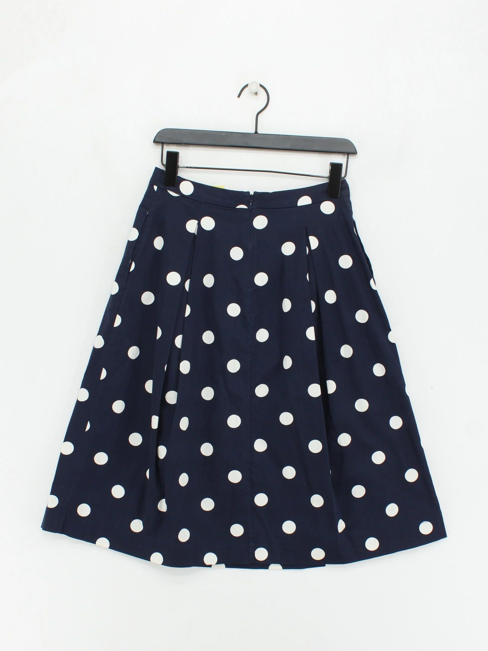 Boden Women's Midi Skirt UK 10 Blue Polkadot Cotton with Elastane Midi Pleated - Image 2