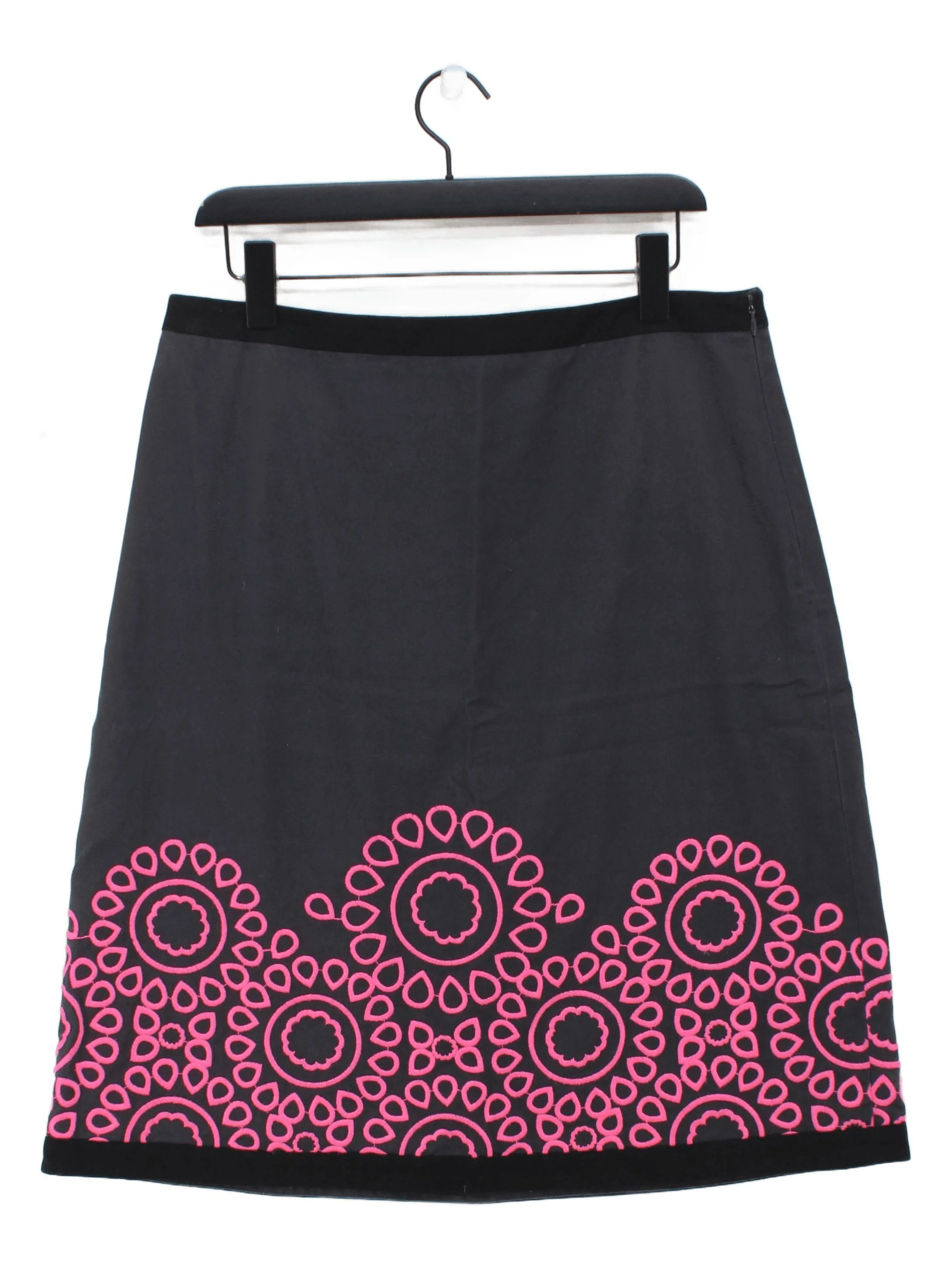 Boden Women's Midi Skirt UK 10 Grey Cotton with Polyester Straight & Pencil