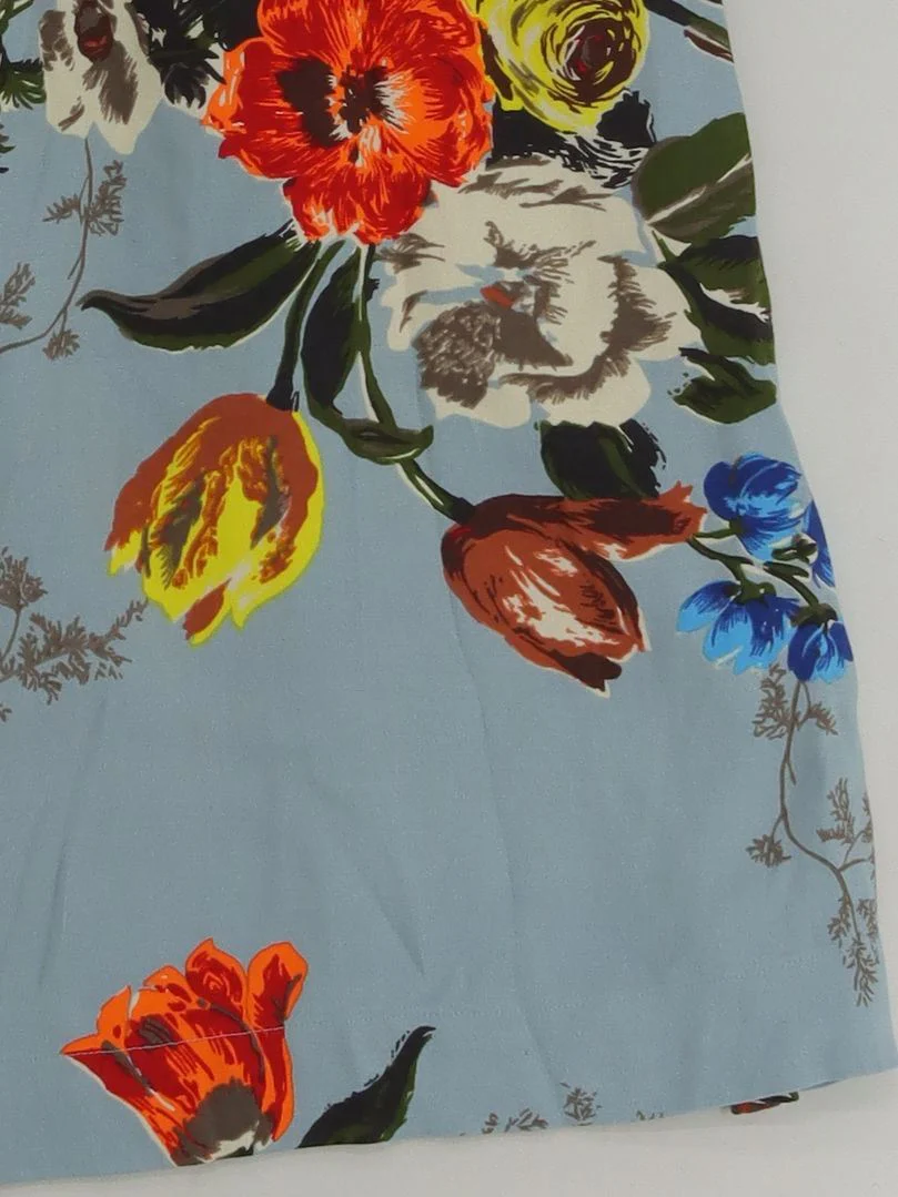 Boden Women's Midi Skirt UK 12 Blue Floral Viscose with Polyester Midi A-Line - Image 4